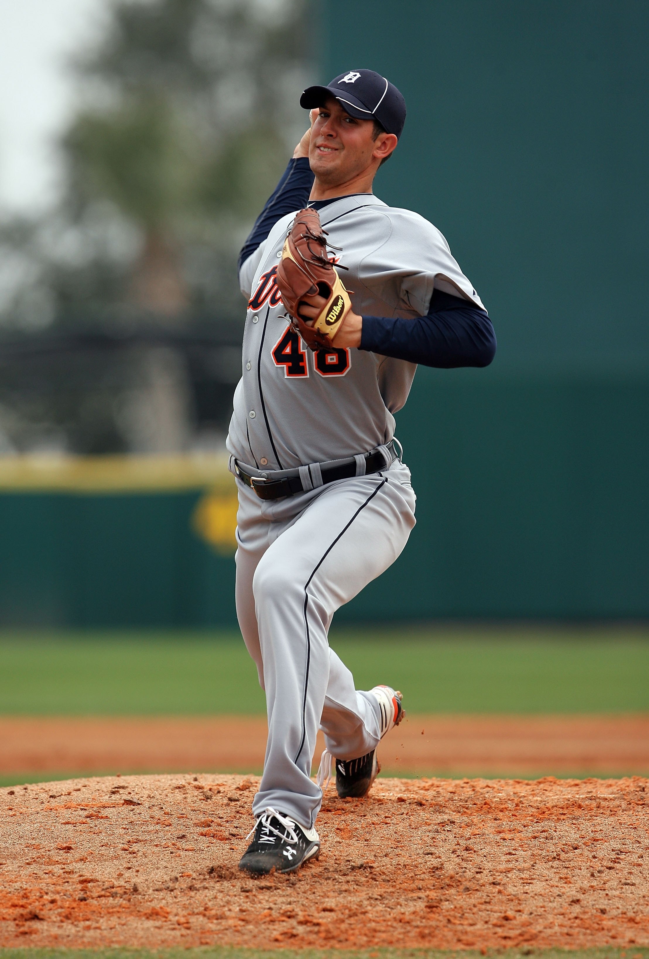 VIERA, FL - MARCH 09:  Starting pitcher Rick Porcello #48 of the Detroit Tigers pitches against the Washington Nationals at Space Coast Stadium on March 9, 2010 in Viera, Florida.  (Photo by Doug Benc/Getty Images)