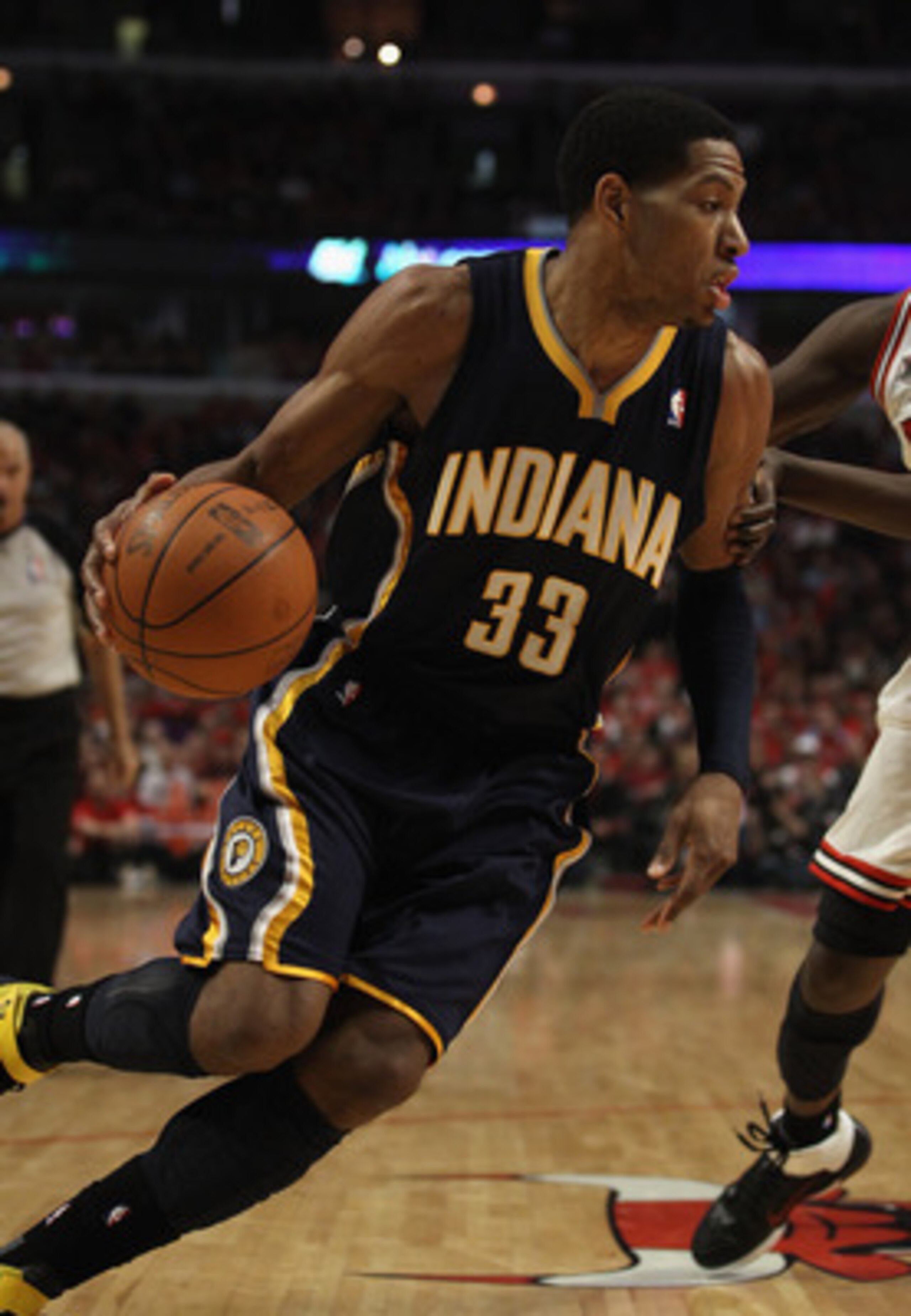 CHICAGO, IL - APRIL 16: Danny Granger #33 of the Indiana Pacers moves against the Chicago Bulls in Game One of the Eastern Conference Quarterfinals in the 2011 NBA Playoffs at the United Center on April 16, 2011 in Chicago, Illinois. The Bulls defeated th CHICAGO, IL - APRIL 16: Danny Granger #33 of the Indiana Pacers moves against the Chicago Bulls in Game One of the Eastern Conference Quarterfinals in the 2011 NBA Playoffs at the United Center on April 16, 2011 in Chicago, Illinois. The Bulls defeated th