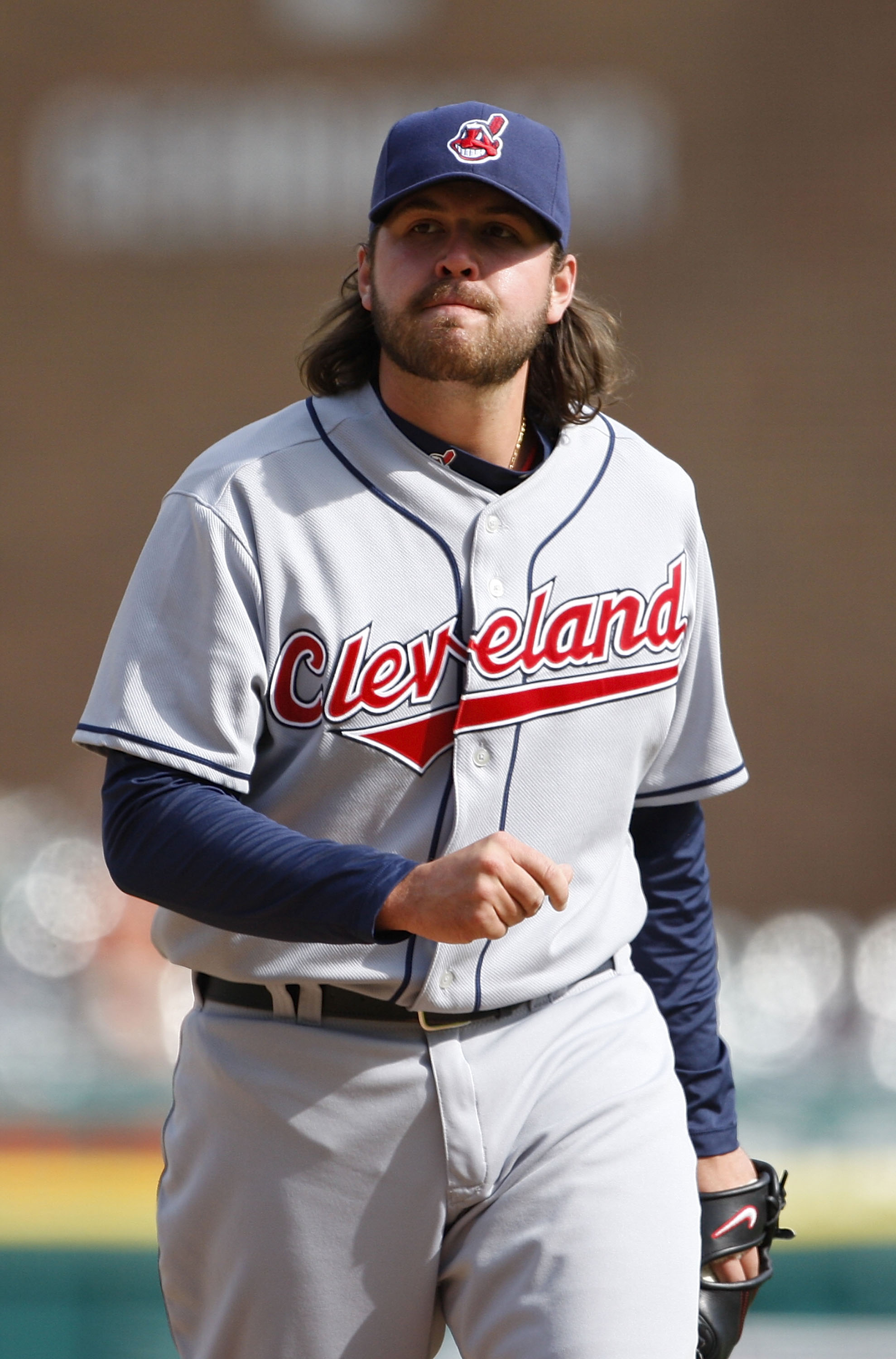 DETROIT - APRIL 11: Chris Perez #54 of the Cleveland Indians reacts after a wild pitch allows Carlos Guillen #9 of the Detroit Tigers to score the game winning run in the bottom of the ninth inning on April 11, 2010 at Comerica Park in Detroit, Michigan.