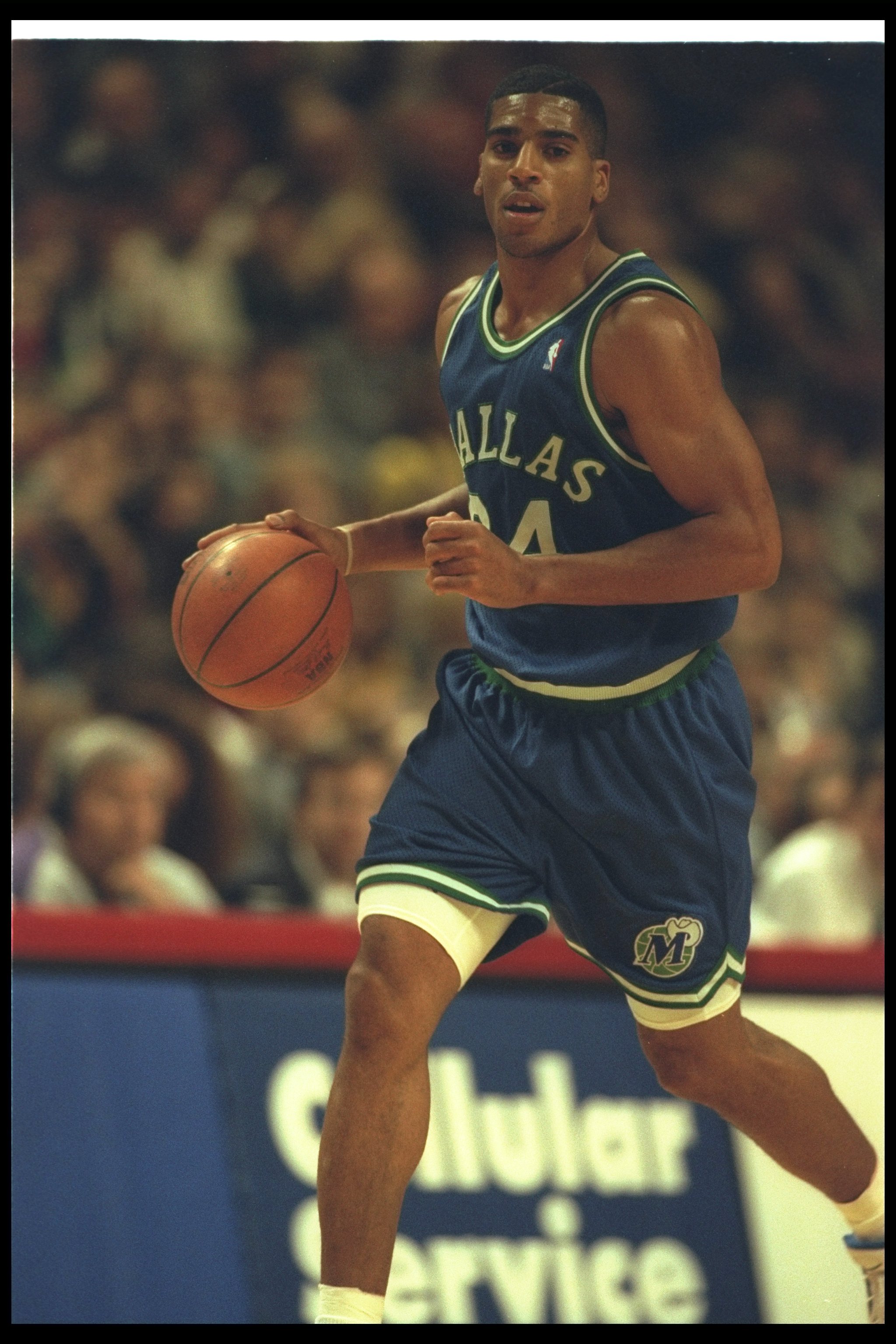 19 Dec 1995:  Guard Jim Jackson of the Dallas Mavericks moves the ball during a game against the Chicago Bulls at the United Center in Chicago, Illinois.  The Bulls won the game, 114-101. Mandatory Credit: Jonathan Daniel  /Allsport Mandatory Credit: Jona