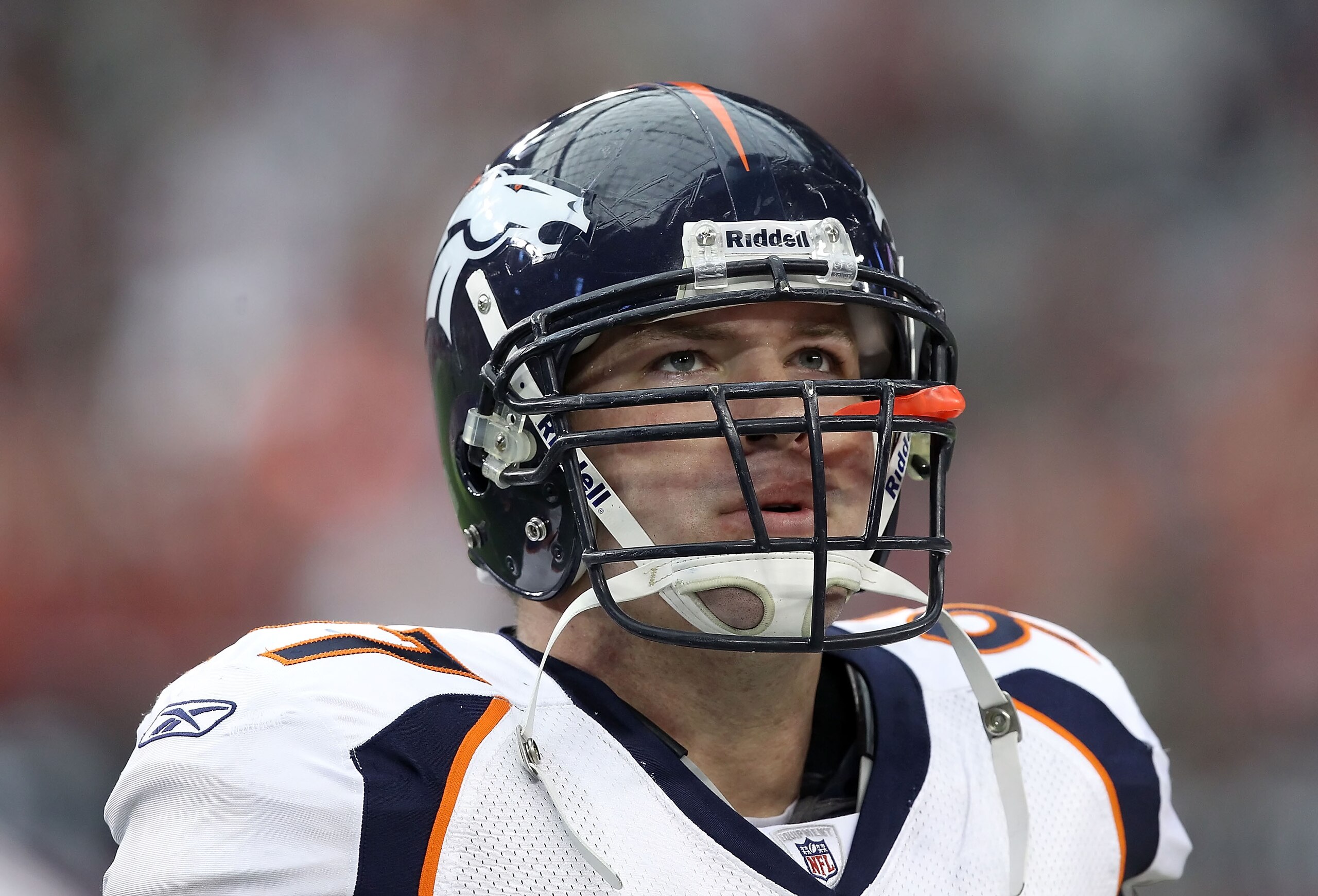 GLENDALE, AZ - DECEMBER 12:  Defensive end Justin Bannan #97 of the Denver Broncos stands on the sideline during the NFL game against the Arizona Cardinals at the University of Phoenix Stadium on December 12, 2010 in Glendale, Arizona.   The Cardinals def