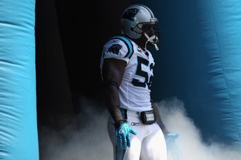 CHARLOTTE, NC - SEPTEMBER 19:  Jon Beason #52 of the Carolina Panthers during their game at Bank of America Stadium on September 19, 2010 in Charlotte, North Carolina.  (Photo by Streeter Lecka/Getty Images)