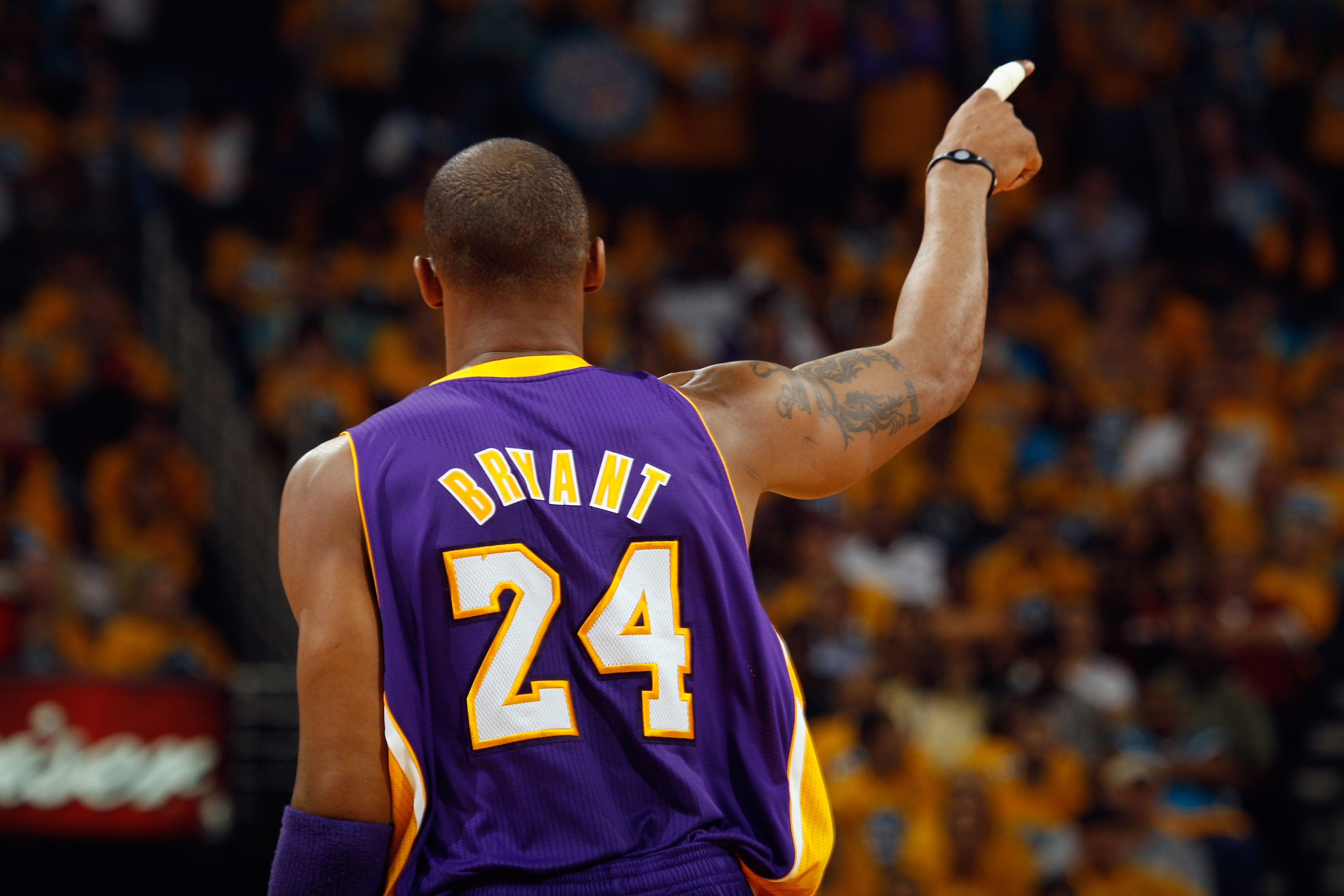 NEW ORLEANS, LA - APRIL 22:  Kobe Bryant #24 of the Los Angeles Lakers reacts to a play during the game against the New Orleans Hornets in Game Three of the Western Conference Quarterfinals in the 2011 NBA Playoffs at the New Orleans Arena  on April 22, 2