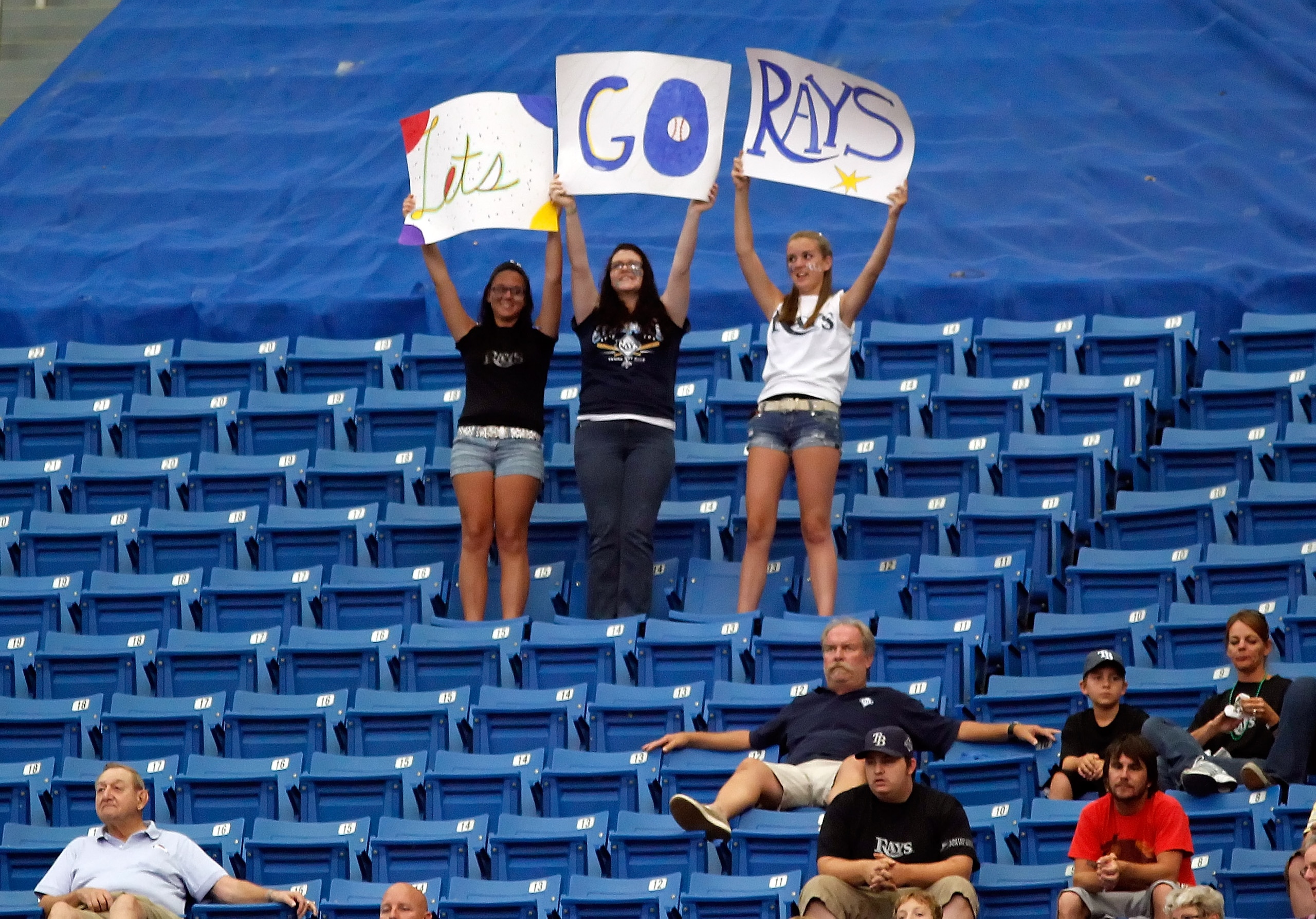 ST. PETERSBURG, FL - JUNE 13:  Fans of the Tampa Bay Rays cheer on their team against the Florida Marlins during the game at Tropicana Field on June 13, 2010 in St. Petersburg, Florida.  (Photo by J. Meric/Getty Images)