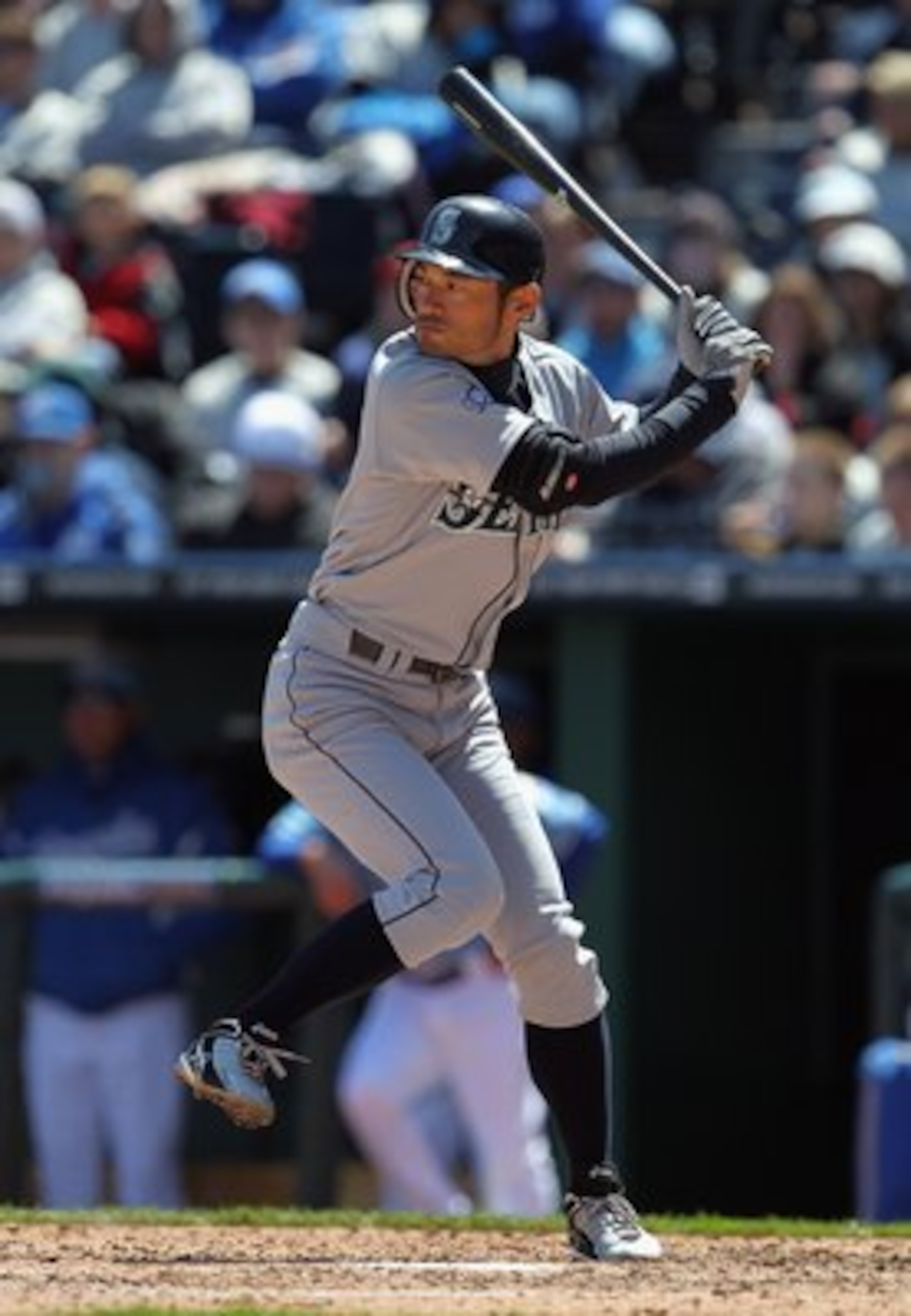 KANSAS CITY, MO - APRIL 16:  Ichiro Suzuki #51 of the Seattle Mariners in action during the game against the Kansas City Royals  on April 16, 2011 at Kauffman Stadium in Kansas City, Missouri.  (Photo by Jamie Squire/Getty Images)