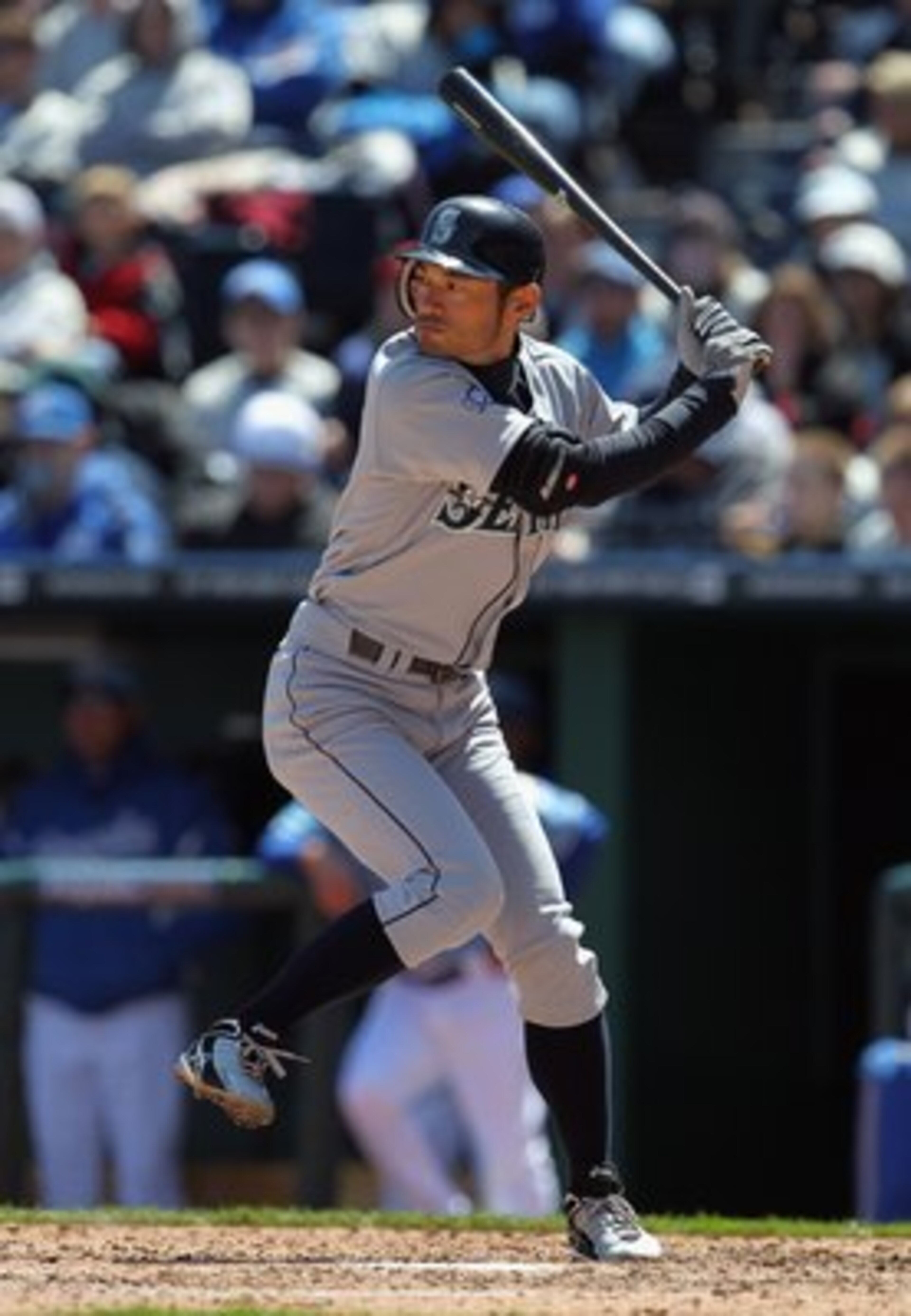 KANSAS CITY, MO - APRIL 16:  Ichiro Suzuki #51 of the Seattle Mariners in action during the game against the Kansas City Royals  on April 16, 2011 at Kauffman Stadium in Kansas City, Missouri.  (Photo by Jamie Squire/Getty Images)
