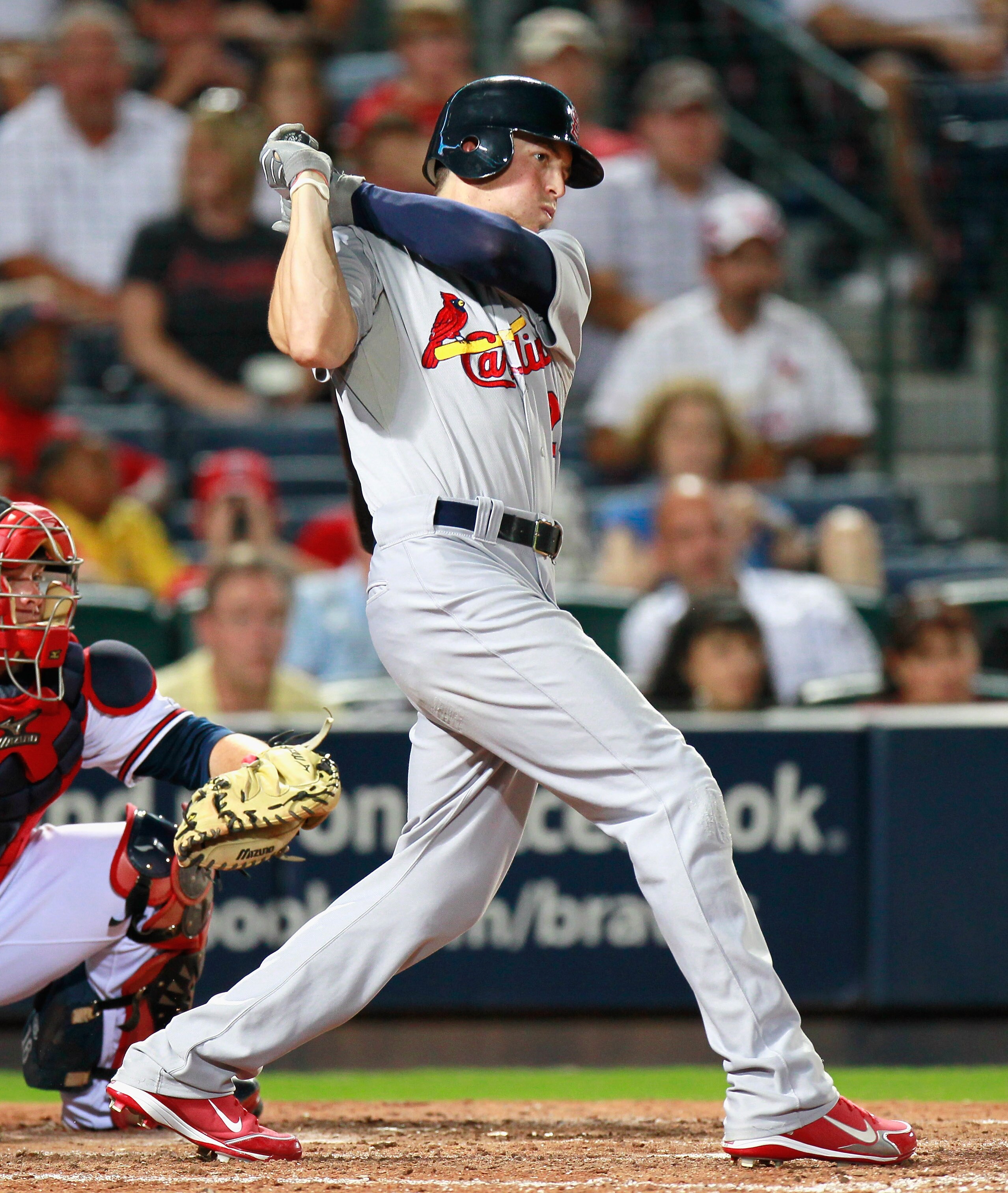 ATLANTA - SEPTEMBER 09:  Colby Rasmus #28 of the St. Louis Cardinals against the Atlanta Braves at Turner Field on September 9, 2010 in Atlanta, Georgia.  (Photo by Kevin C. Cox/Getty Images)