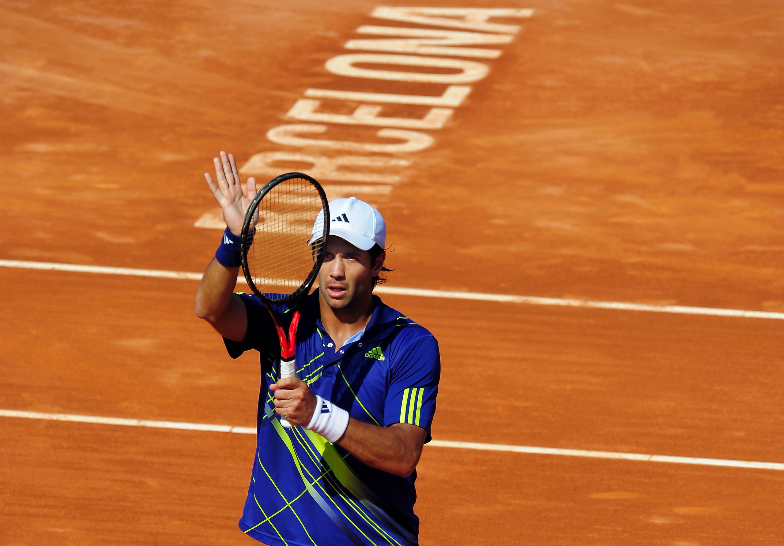 BARCELONA, SPAIN - APRIL 24:  Fernando Verdasco of Spain celebrates his win over his fellow countryman David Ferrer at the end of the semi final match against Fernando Verdasco on day six of the ATP 500 World Tour Barcelona Open Banco Sabadell 2010 tennis