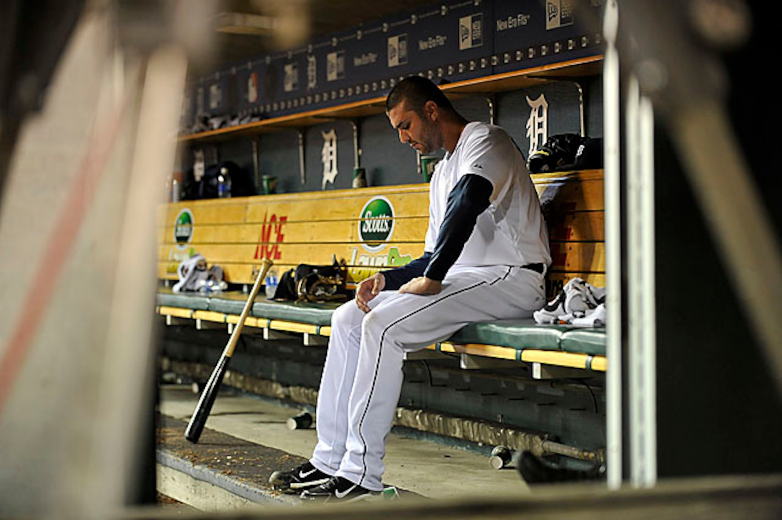 Armando Galarraga sitting alone in the dugout during his "Imperfect Game" Armando Galarraga sitting alone in the dugout during his "Imperfect Game"
