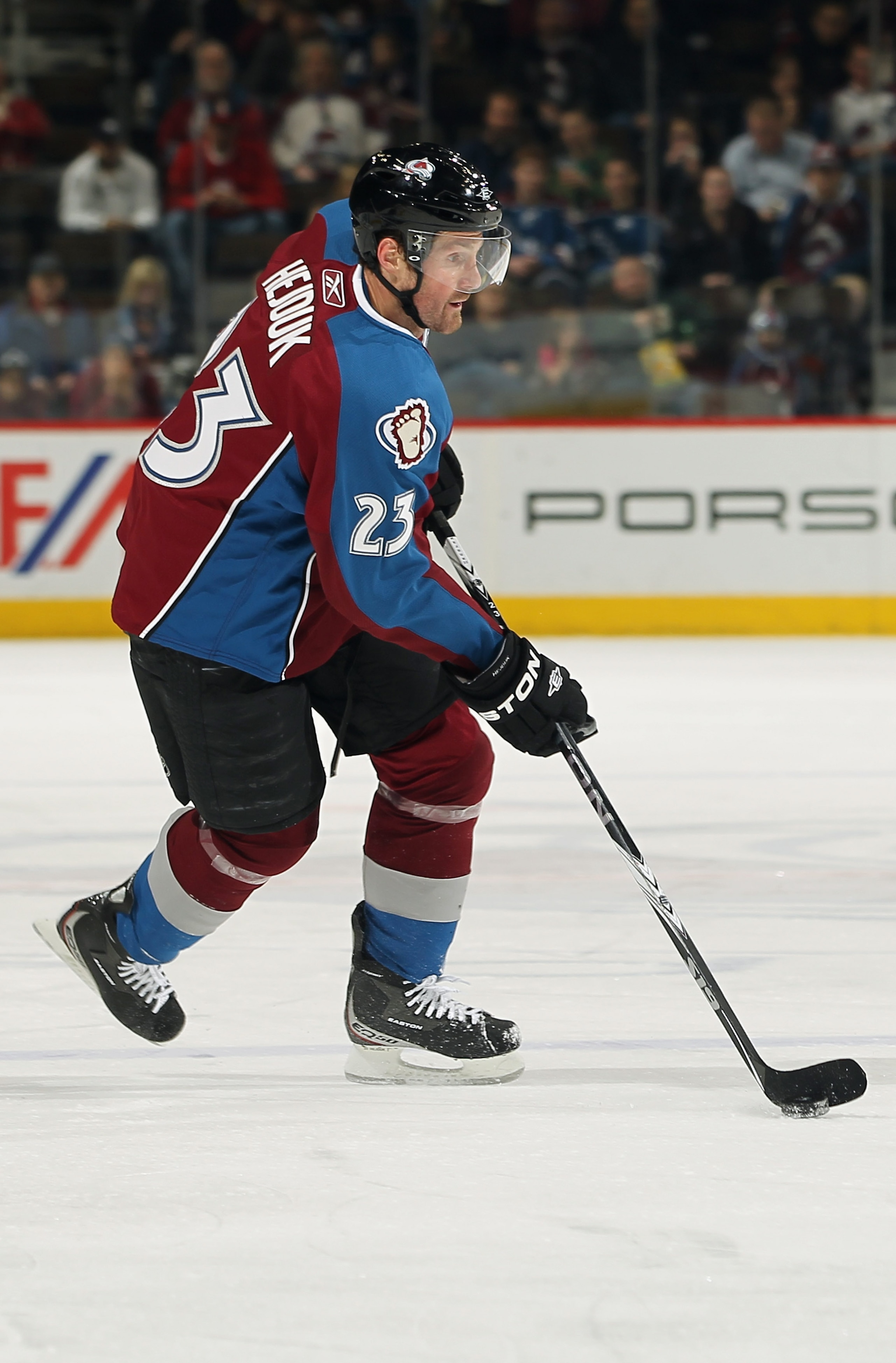 DENVER, CO - MARCH 22: Milan Hejduk #23 of the Colorado Avalanche controls the puck against the Columbus Blue Jackets at the Pepsi Center on March 22, 2011 in Denver, Colorado. The Avalanche defeated the Blue Jackets 5-4 in an overtime shootout. (Photo DENVER, CO - MARCH 22: Milan Hejduk #23 of the Colorado Avalanche controls the puck against the Columbus Blue Jackets at the Pepsi Center on March 22, 2011 in Denver, Colorado. The Avalanche defeated the Blue Jackets 5-4 in an overtime shootout. (Photo