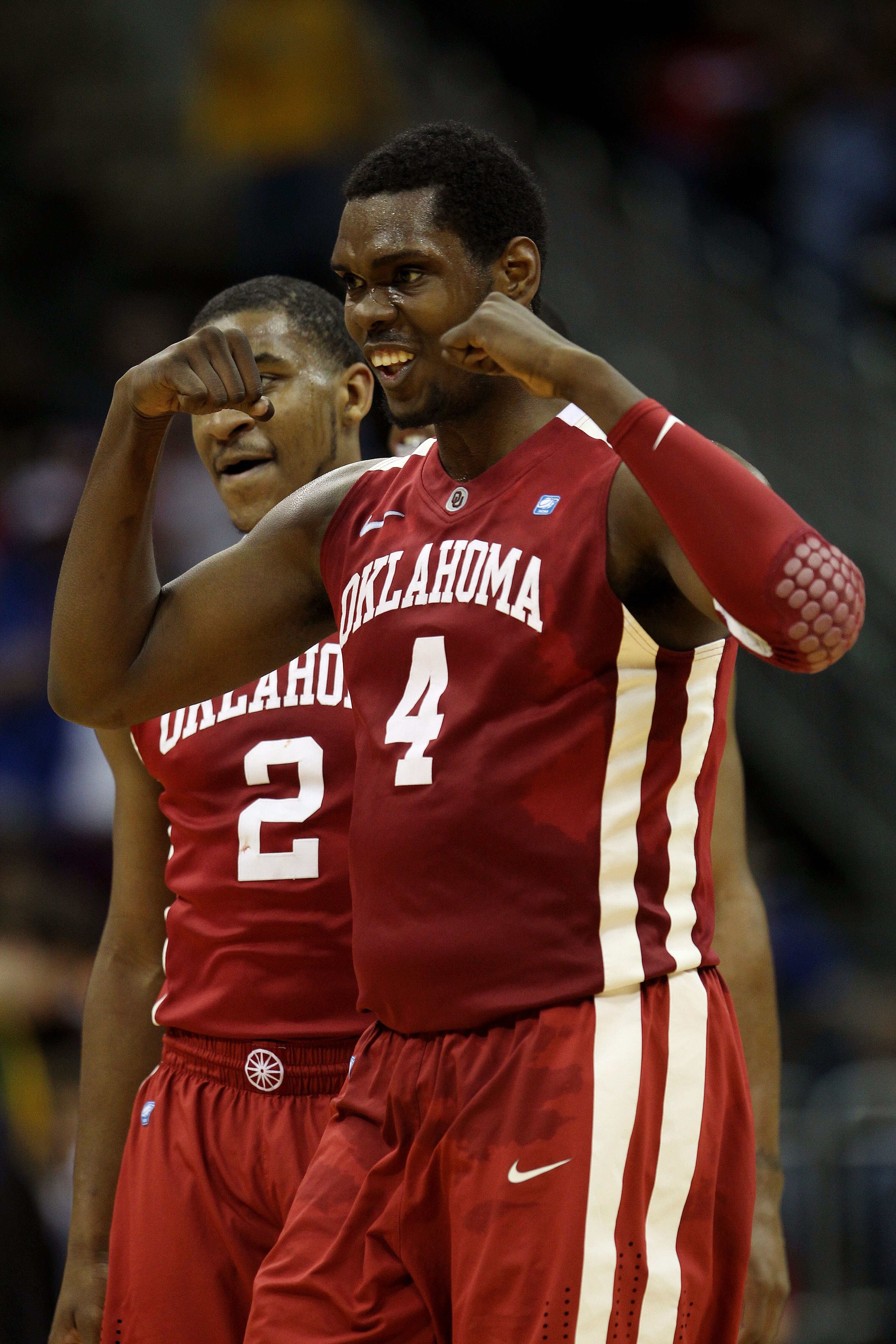 KANSAS CITY, MO - MARCH 09:  Andrew Fitzgerald #4 of the Oklahoma Sooners reacts to a play against the Baylor Bears during their game in the first round of the 2011 Phillips 66 Big 12 Men's Basketball Tournament at Sprint Center on March 9, 2011 in Kansas