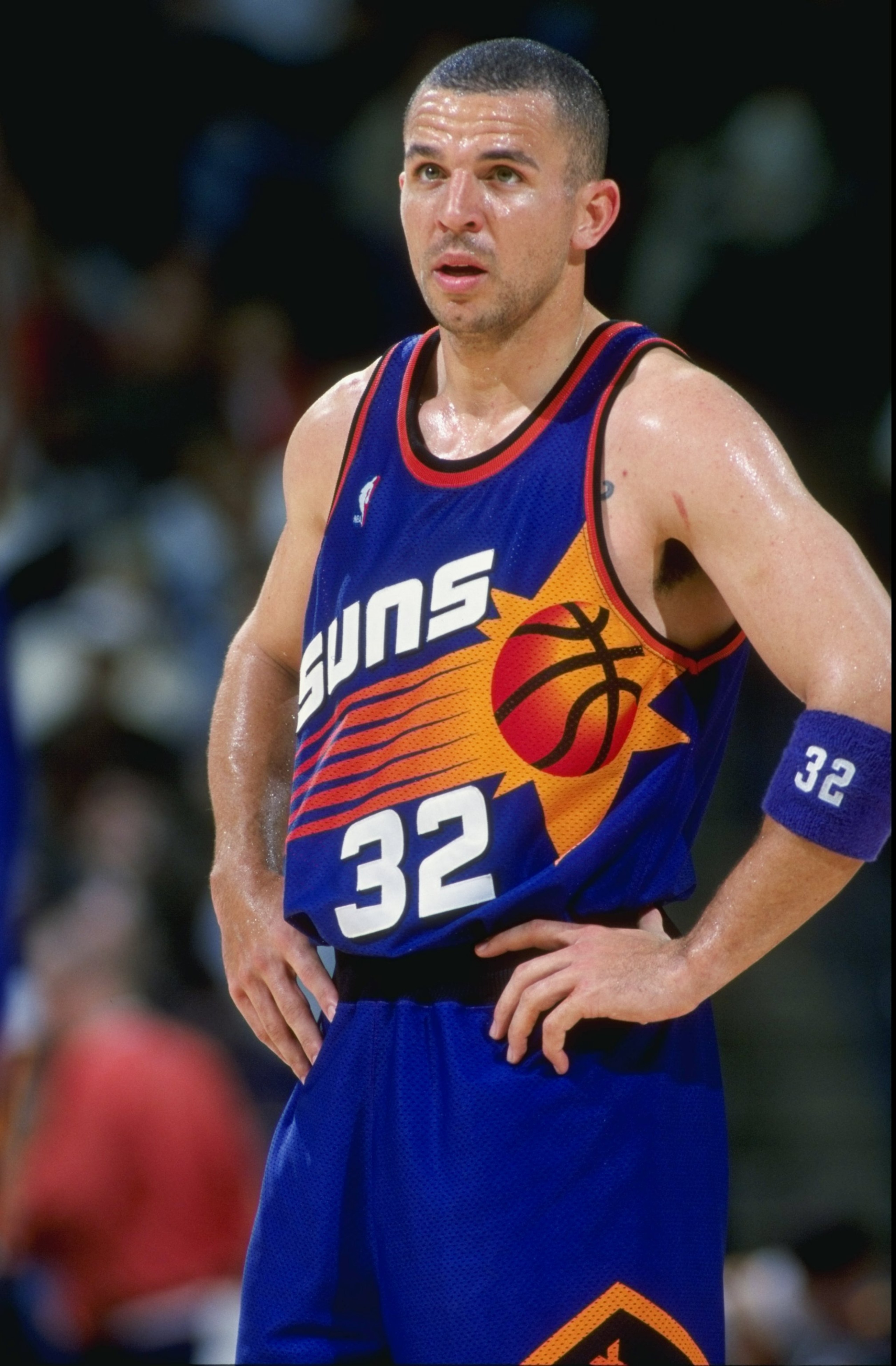 26 Feb 1999:  Jason Kidd #32 of the Phoenix Suns looking on during the game against the Golden State Warriors at the Oakland Coliseum in Oakland, California. The Warriors defeated the Suns 94-90.   Mandatory Credit: Jed Jacobsohn  /Allsport