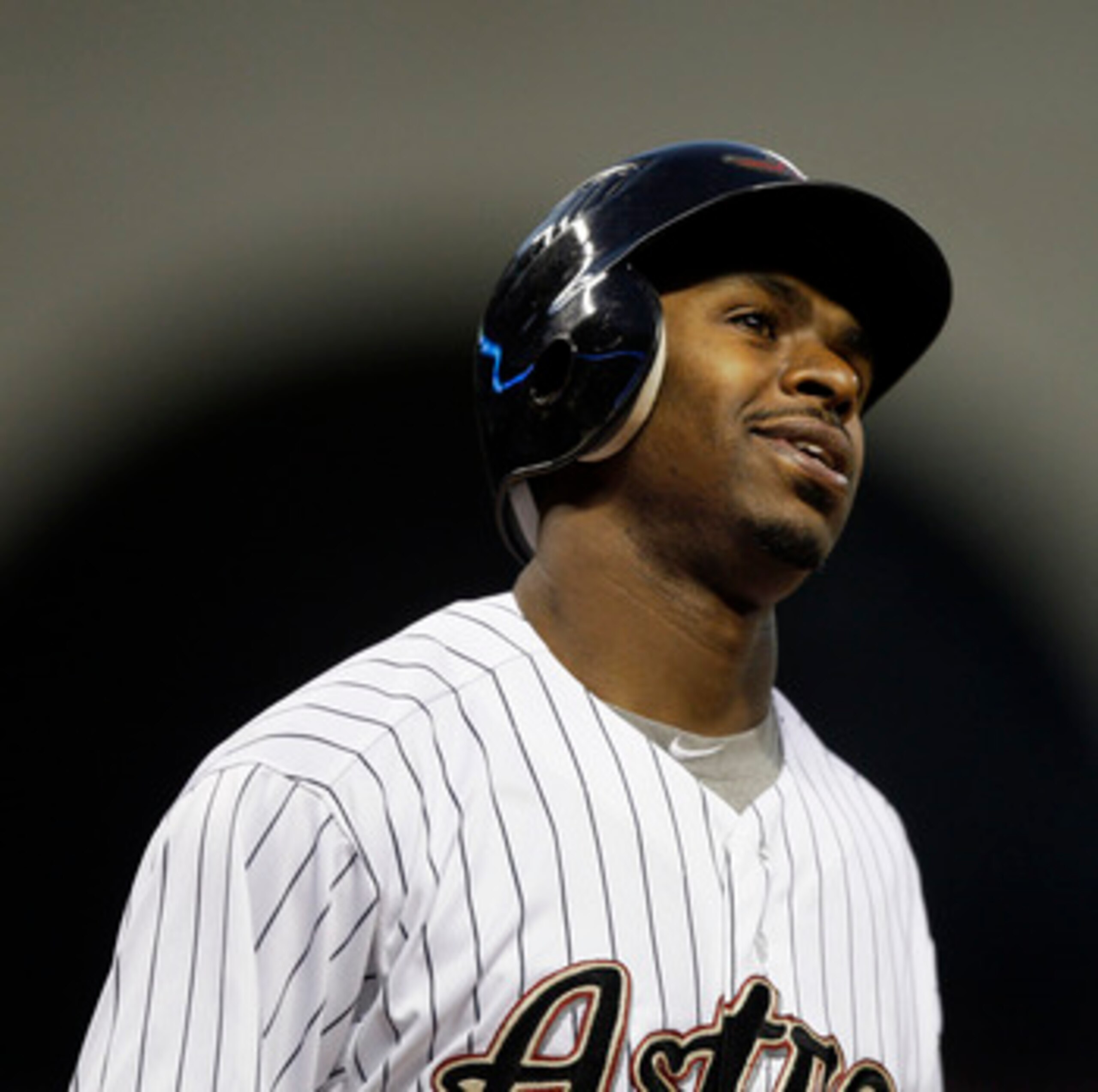 HOUSTON - APRIL 15:  Michael Bourn #21 of the Houston Astros reacts after striking out in the third inning against the San Diego Padres at Minute Maid Park on April 15, 2011 in Houston, Texas.  (Photo by Bob Levey/Getty Images)