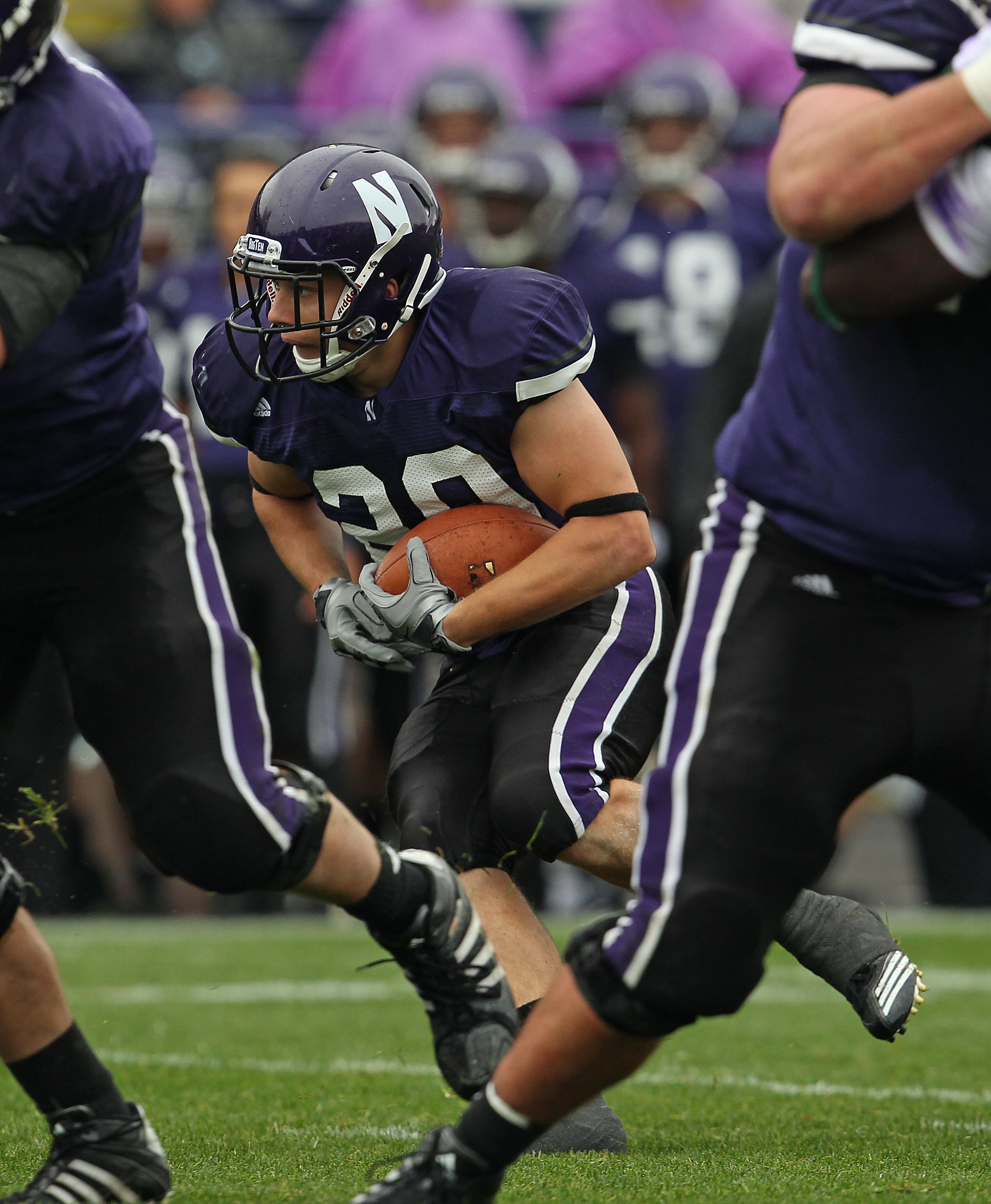 EVANSTON, IL - OCTOBER 23: Mike Trumpy #29 of the Northwestern Wildcats runs against the Michigan State Spartans at Ryan Field on October 23, 2010 in Evanston, Illinois. Michigan State defeated Northwestern 35-27. (Photo by Jonathan Daniel/Getty Images)