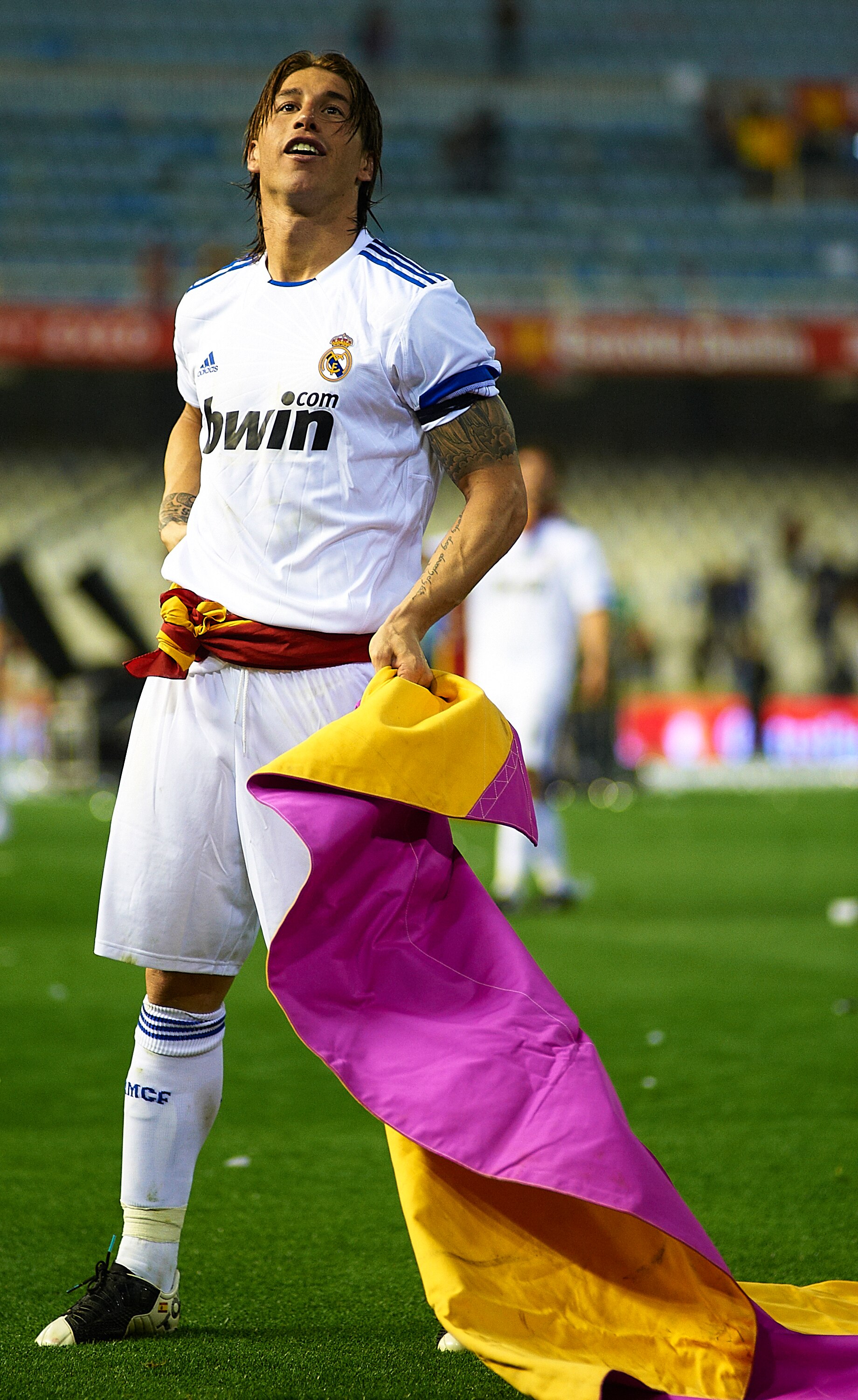 VALENCIA, BARCELONA - APRIL 20:  Sergio Ramos of Real Madrid celebrates after the Copa del Rey final match between Real Madrid and Barcelona at Estadio Mestalla on April 20, 2011 in Valencia, Spain.  (Photo by Manuel Queimadelos Alonso/Getty Images)