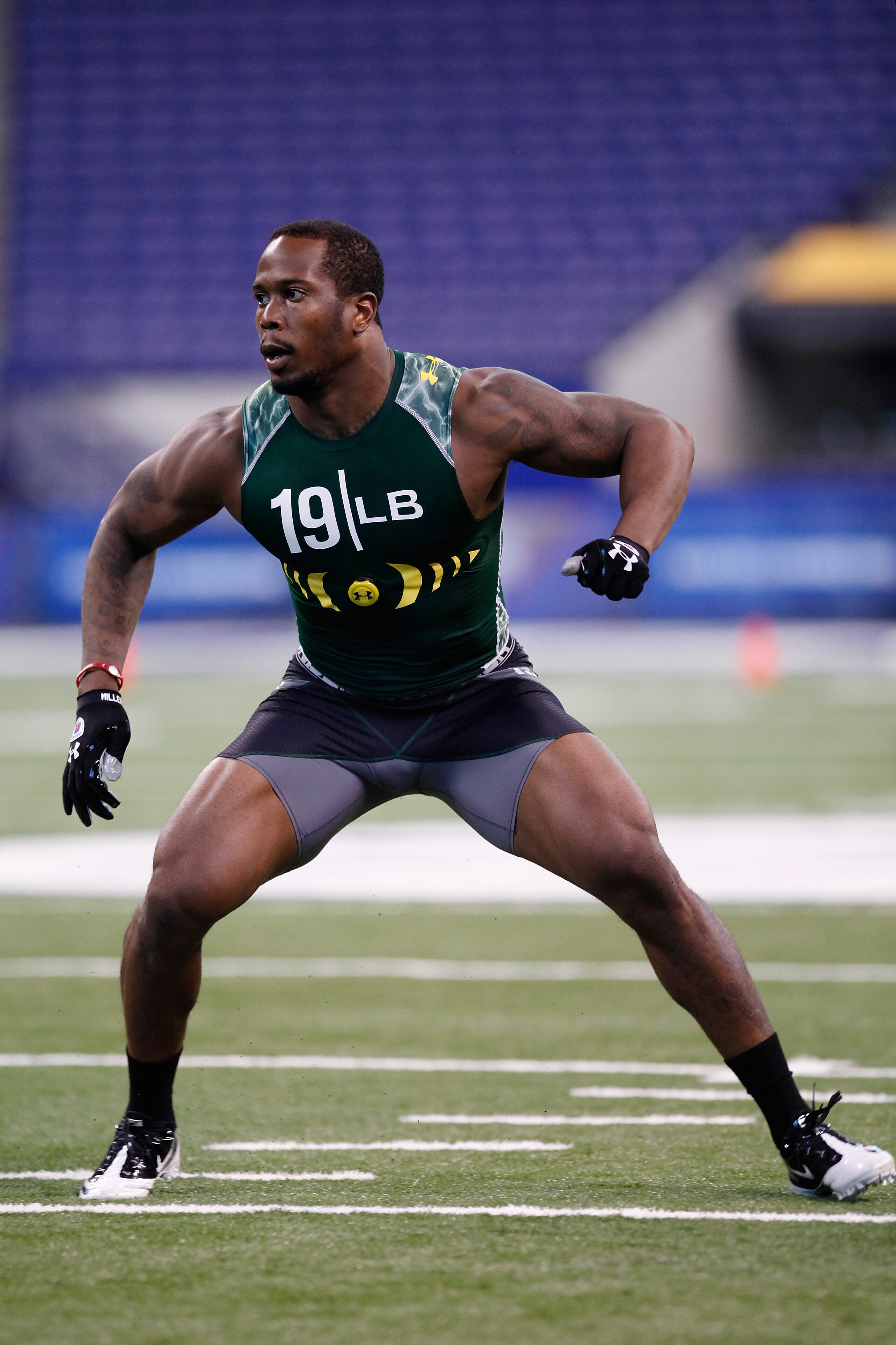 INDIANAPOLIS, IN - FEBRUARY 28: Von Miller of Texas A&M works out during the 2011 NFL Scouting Combine at Lucas Oil Stadium on February 28, 2011 in Indianapolis, Indiana. (Photo by Joe Robbins/Getty Images) INDIANAPOLIS, IN - FEBRUARY 28: Von Miller of Texas A&M works out during the 2011 NFL Scouting Combine at Lucas Oil Stadium on February 28, 2011 in Indianapolis, Indiana. (Photo by Joe Robbins/Getty Images)