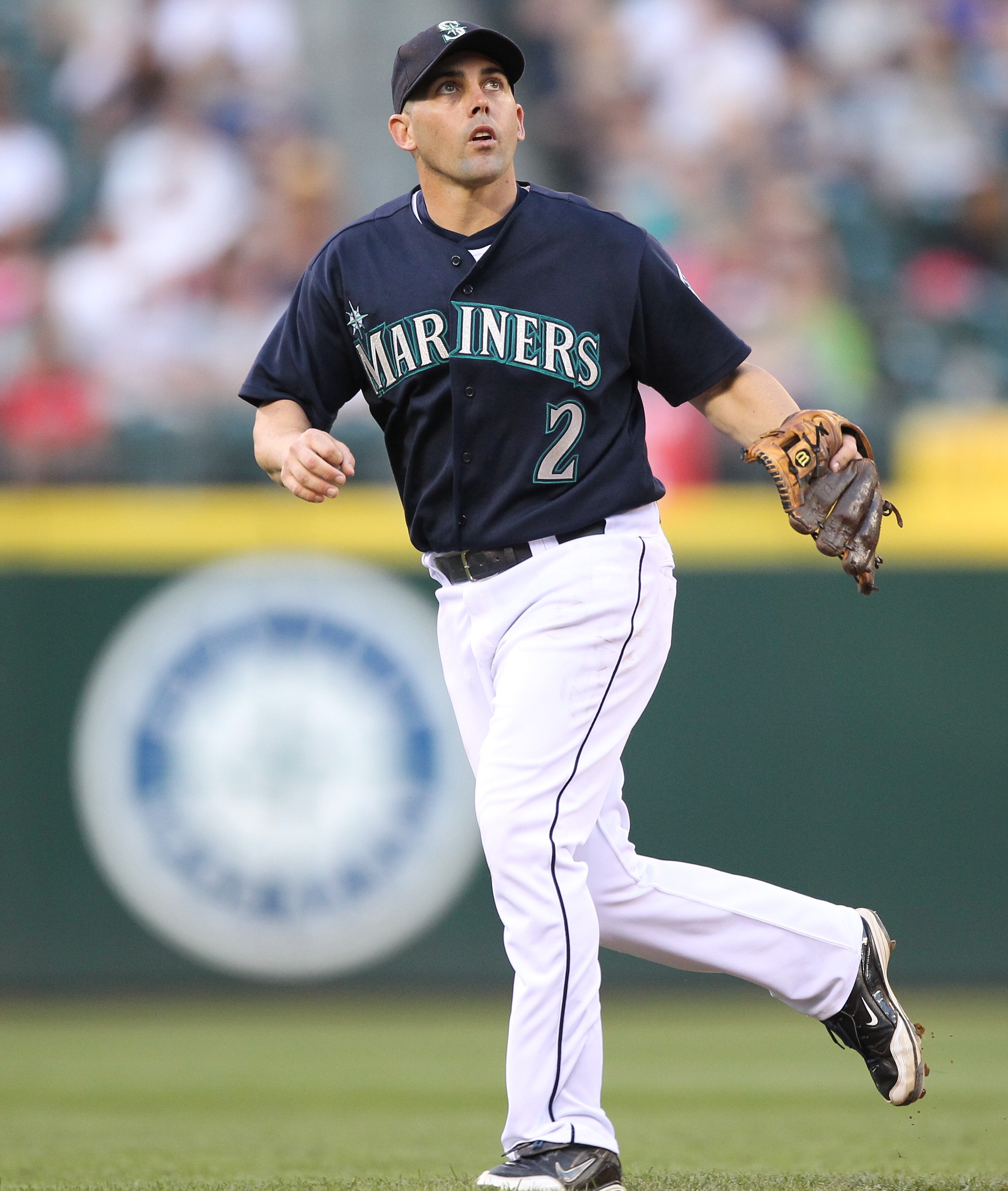 SEATTLE - JULY 23: Shortstop Jack Wilson #2 of the Seattle Mariners watches a double by Mike Cameron of the Boston Red Sox at Safeco Field on July 23, 2010 in Seattle, Washington. (Photo by Otto Greule Jr/Getty Images)