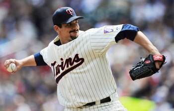MINNEAPOLIS, MN - APRIL 24: Carl Pavano #48 of the Minnesota Twins pitches against the Cleveland Indians during in the first inning of their game on April 24, 2011 at Target Field in Minneapolis, Minnesota. (Photo by Hannah Foslien/Getty Images)