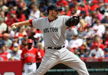 ANAHEIM, CA - APRIL 24:  John Lackey #41 of the Boston Red Sox throws a pitch against the Los Angeles Angels of Anaheim on April 24, 2011 at Angel Stadium in Anaheim, California. The Red Sox won 7-0.  (Photo by Stephen Dunn/Getty Images)
