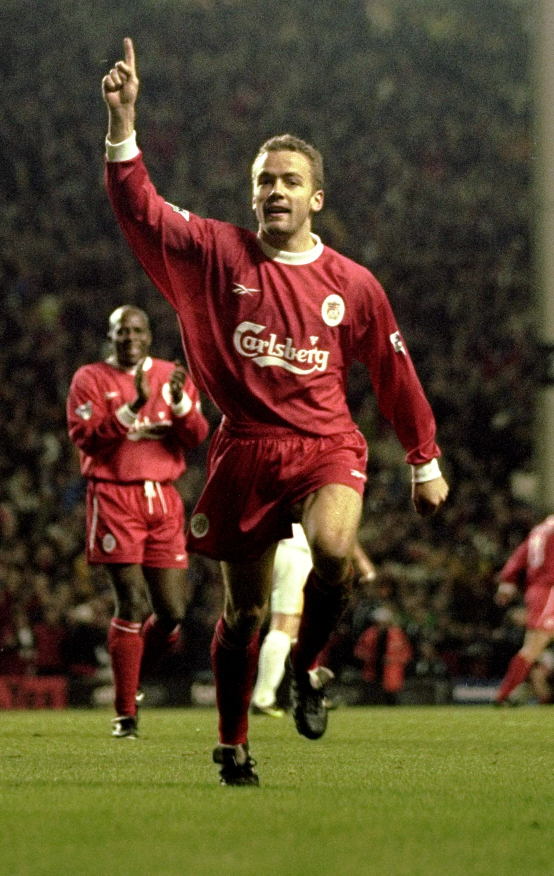 1 Nov 1999:  Vegard Heggem of Liverpool celebrates his goal against Bradford City during the FA Carling Premiership match at Anfield in Liverpool, England. Liverpool won 3-1. \ Mandatory Credit: Ben Radford /Allsport