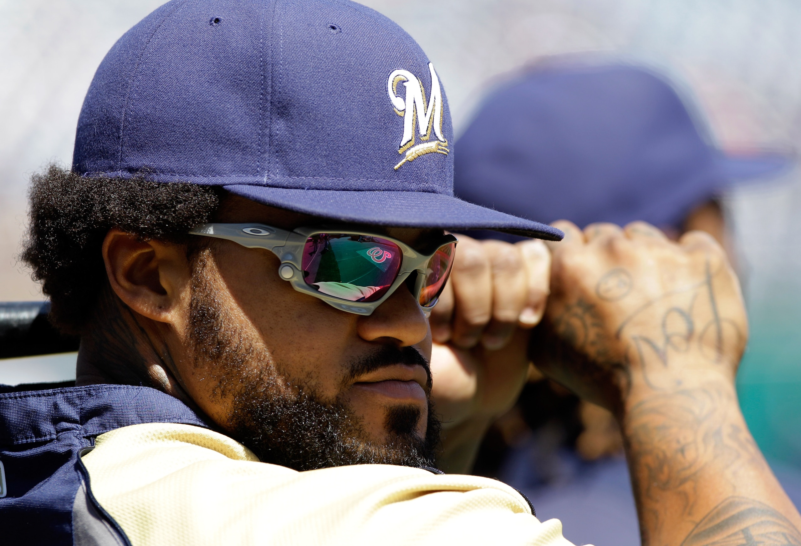 WASHINGTON, DC - APRIL 17: Prince Fielder #28 of the Milwaukee Brewers waits to take batting practice before the start of their game against the Washington Nationals at Nationals Park on April 17, 2011 in Washington, DC.  (Photo by Rob Carr/Getty Images)