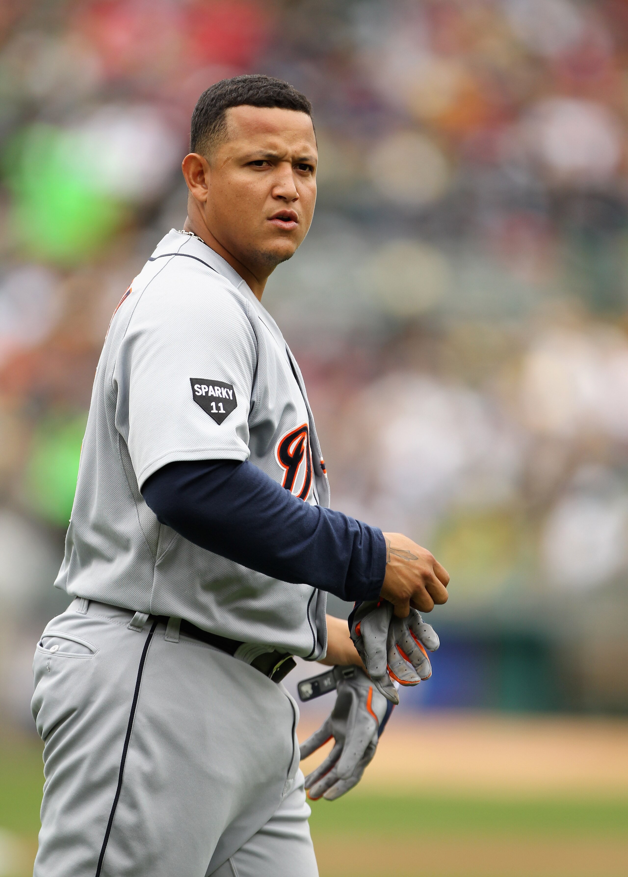 OAKLAND, CA - APRIL 17:  Miguel Cabrera #24 of the Detroit Tigers in action during their game against the Oakland Athletics at Oakland-Alameda County Coliseum on April 17, 2011 in Oakland, California.  (Photo by Ezra Shaw/Getty Images)
