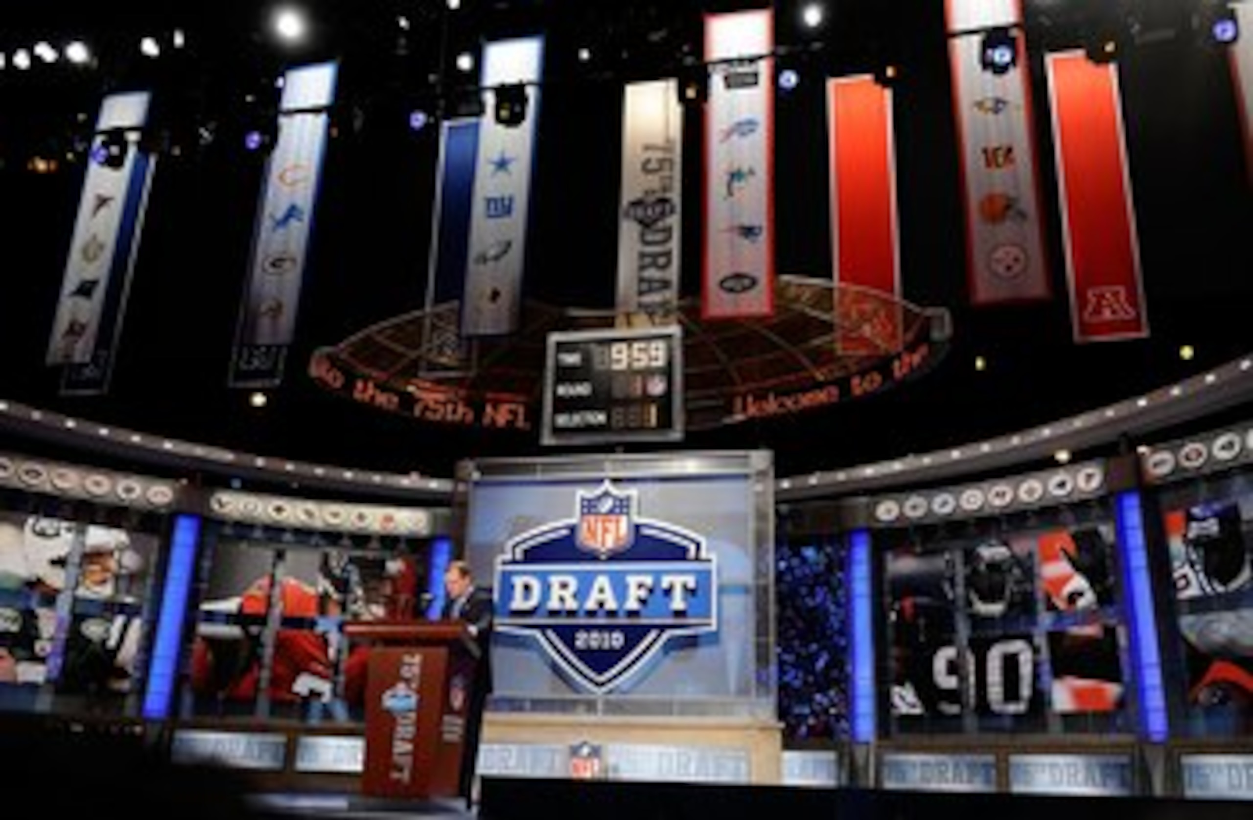 NEW YORK - APRIL 22:  NFL Commissioner Roer Goodell stands at the podium on stage during the first round of the 2010 NFL Draft at Radio City Music Hall on April 22, 2010 in New York City.  (Photo by Jeff Zelevansky/Getty Images)