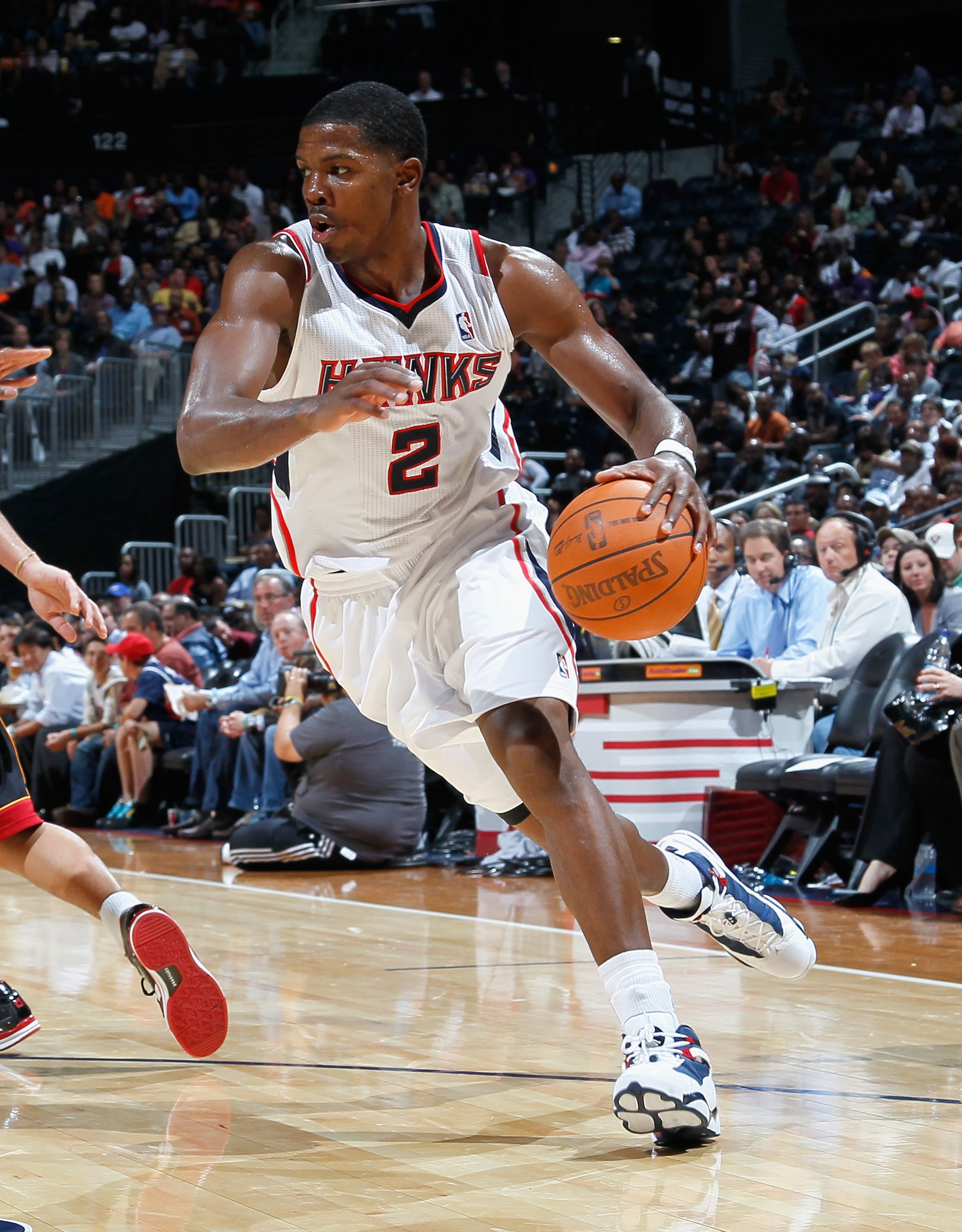ATLANTA - OCTOBER 21:  Joe Johnson #2 of the Atlanta Hawks against the Miami Heat at Philips Arena on October 21, 2010 in Atlanta, Georgia.  (Photo by Kevin C. Cox/Getty Images)