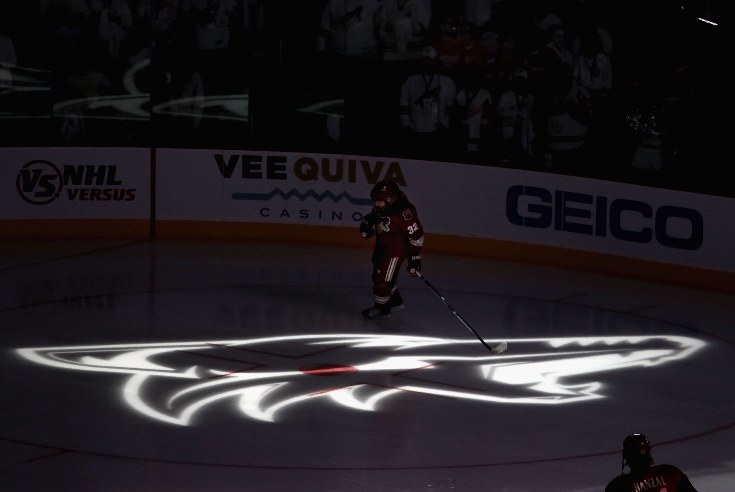GLENDALE, AZ - APRIL 20:  Michal Rozsival #32 of the Phoenix Coyotes on the ice before Game Four of the Western Conference Quarterfinals against the Detroit Red Wings during the 2011 NHL Stanley Cup Playoffs at Jobing.com Arena on April 20, 2011 in Glenda