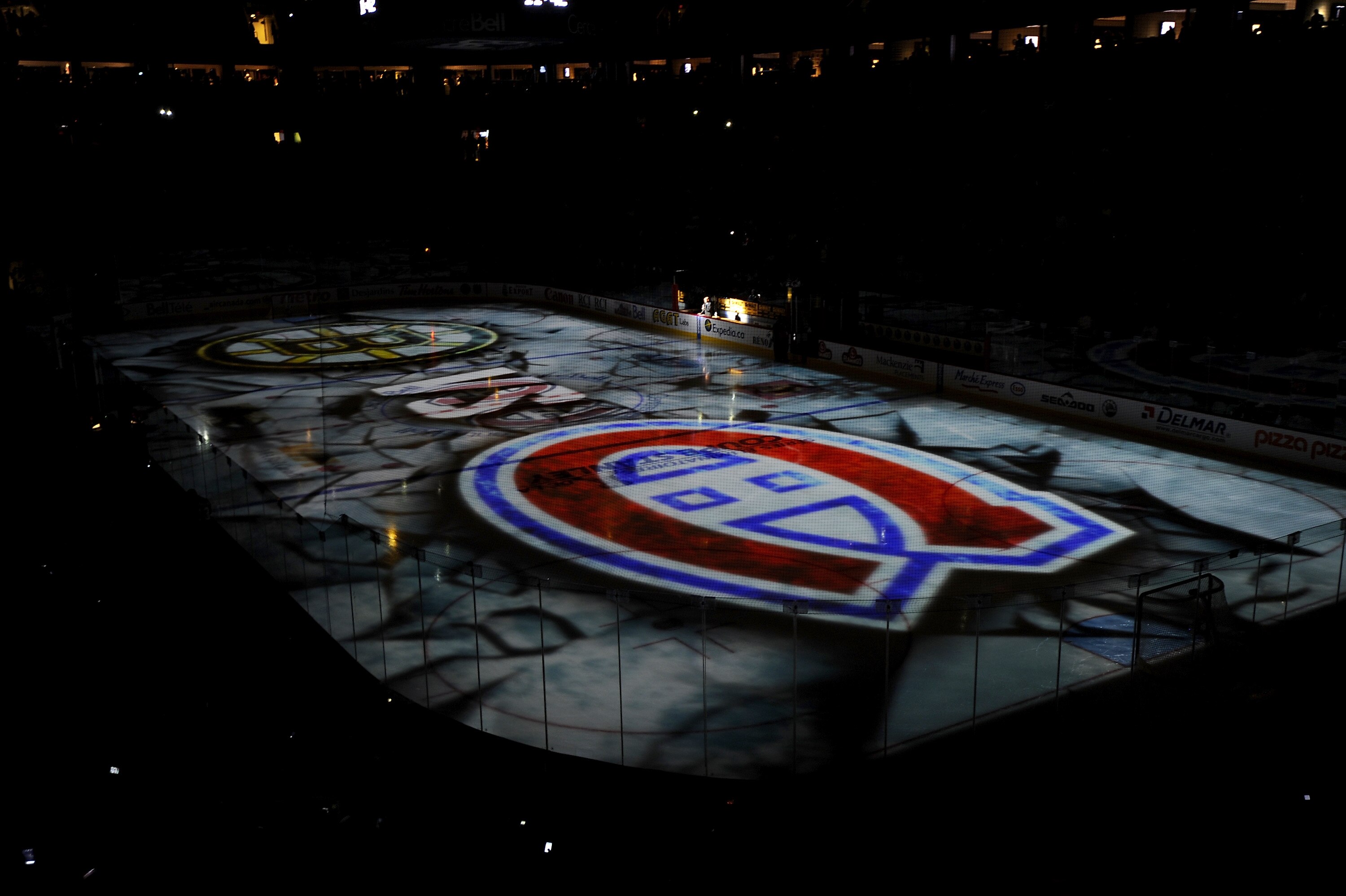 MONTREAL, CANADA - APRIL 21:  Fans take in the pre-game activities before Game Four of the Eastern Conference Quarterfinals between the Boston Bruins and the Montreal Canadiens during the 2011 NHL Stanley Cup Playoffs at the Bell Centre on April 21, 2011