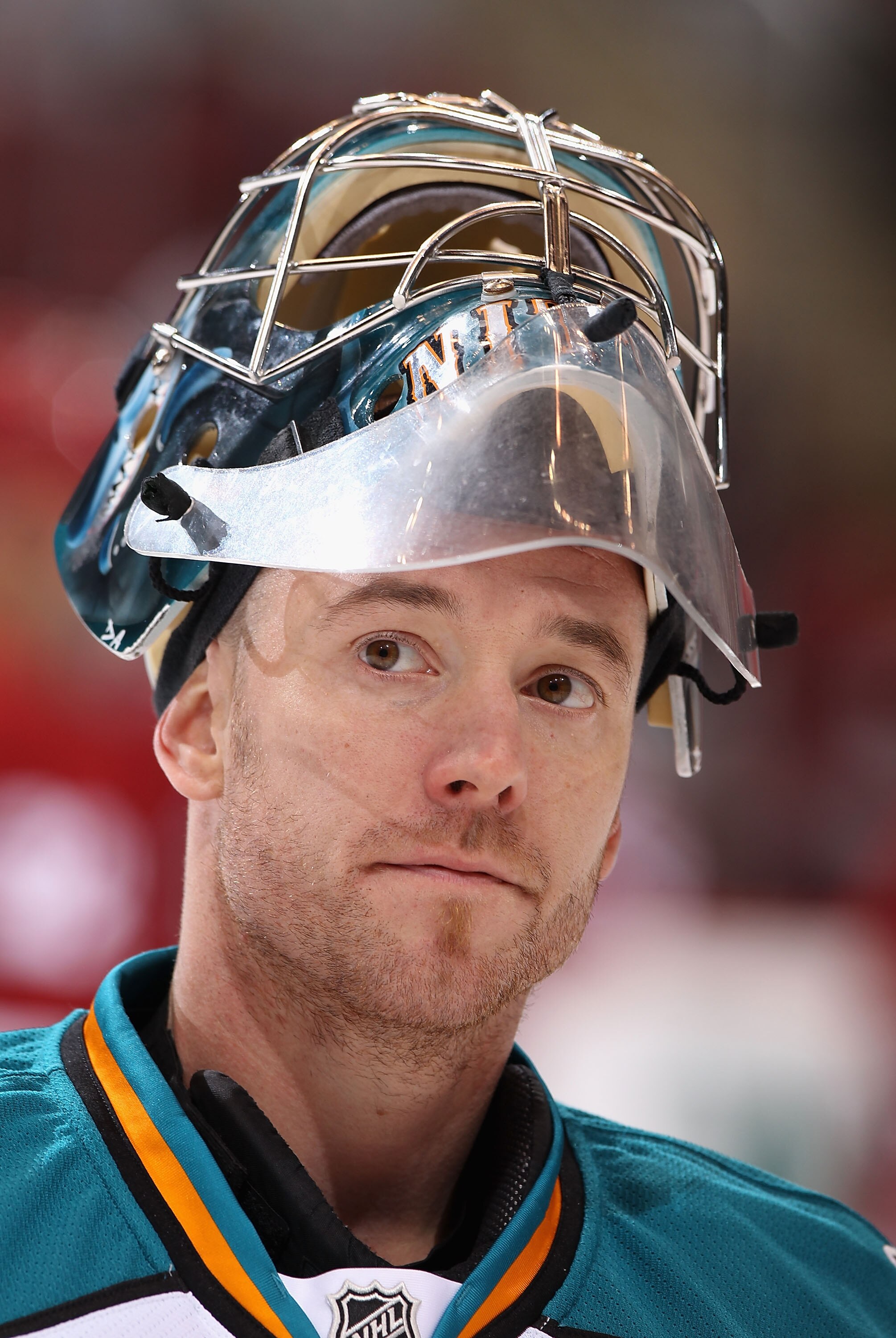 GLENDALE, AZ - MARCH 26:  Goaltender Antero Niittymaki #30 of the San Jose Sharks warms up before the NHL game against the Phoenix Coyotes at Jobing.com Arena on March 26, 2011 in Glendale, Arizona.  The Sharks defeated the Coyotes 4-1.  (Photo by Christi