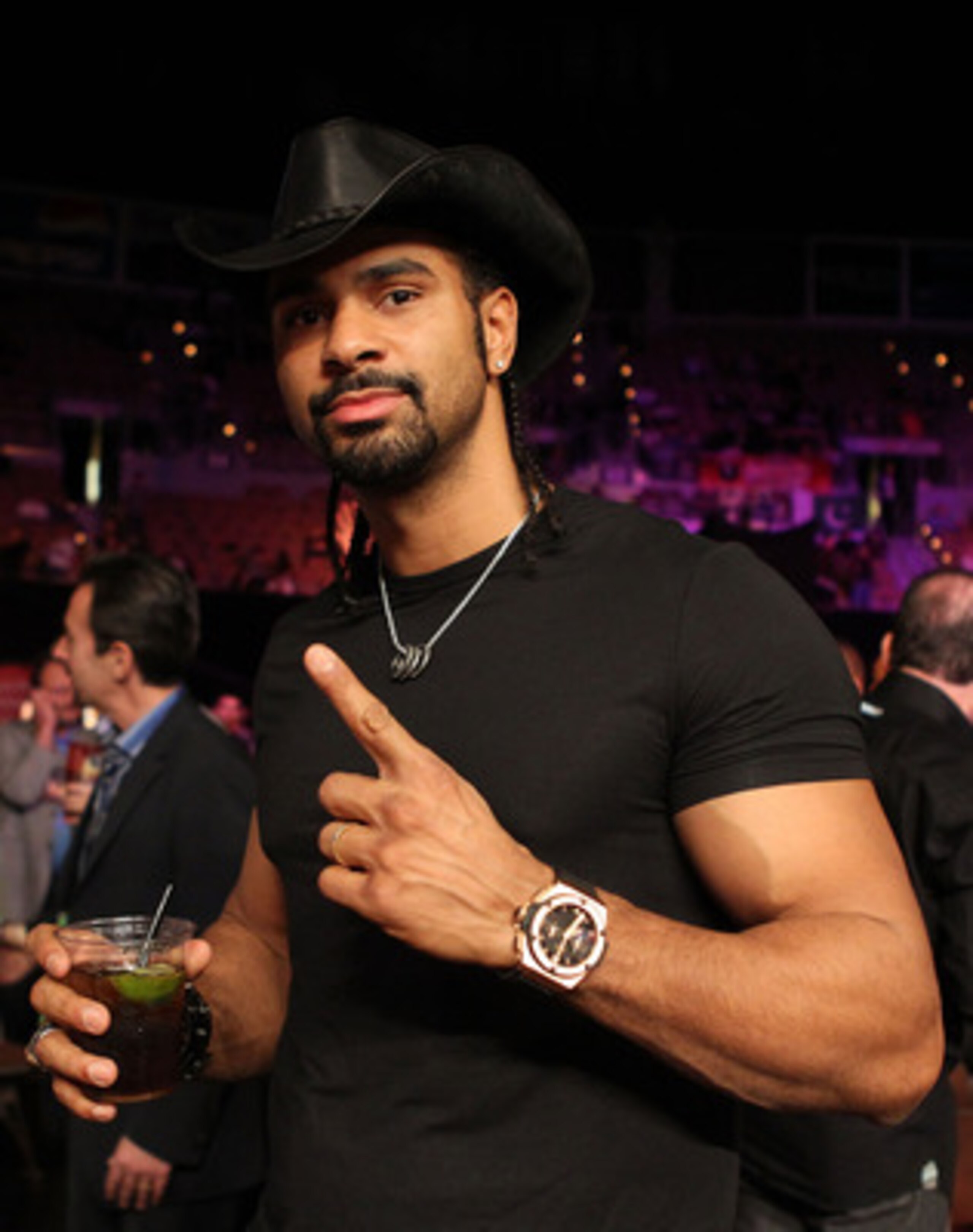 LAS VEGAS - DECEMBER 11:  Boxer David Haye of England poses at the Amir Khan of England and Marcos Maidana of Argentina WBA super lightweight title fight at Mandalay Bay Events Center on December 11, 2010 in Las Vegas, Nevada.  (Photo by Scott Heavey/Gett