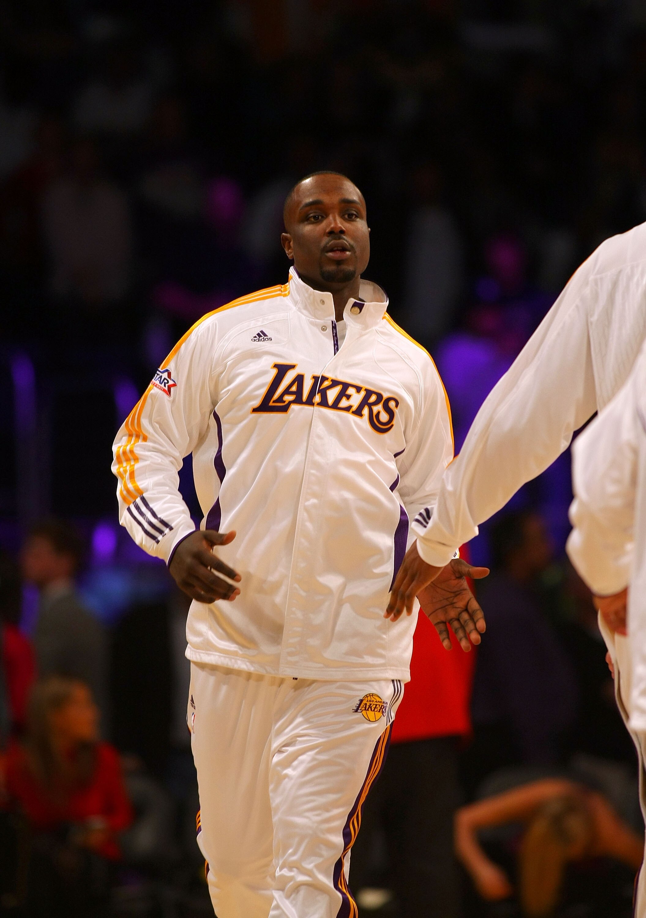 LOS ANGELES, CA - DECEMBER 25:  Derrick Caracter #45 of the Los Angeles Lakers warms up prior to their NBA game against the Miami Heat at Staples Center on December 25, 2010 in Los Angeles, California. The Heat defeated the Lakers 96-80. NOTE TO USER: Use