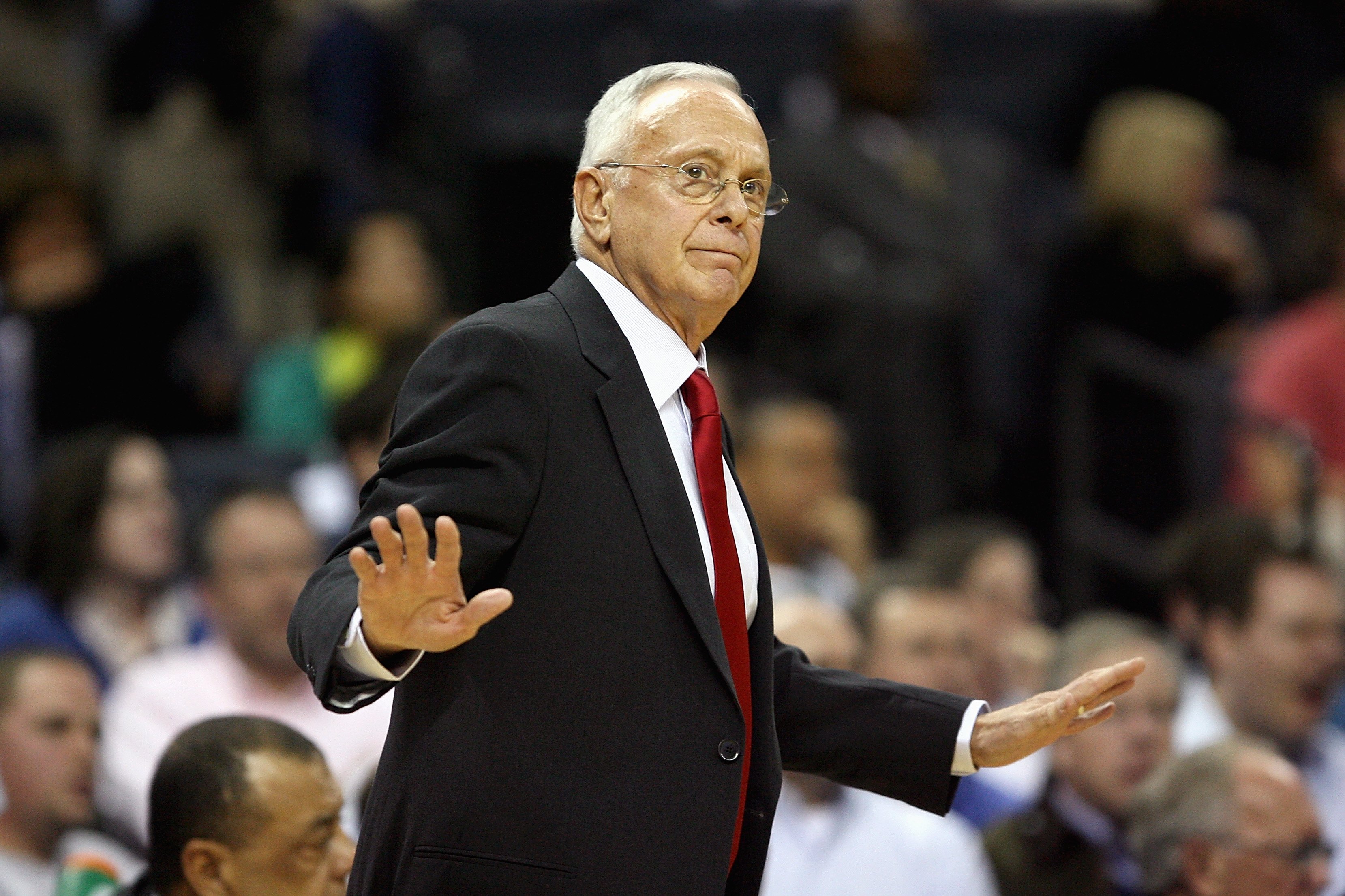 CHARLOTTE, NC - DECEMBER 1:  Head coach Larry Brown of the Charlotte Bobcats calls a play during the game against the Boston Celtics on December 1, 2009 at Time Warner Cable Arena in Charlotte, North Carolina.  The Celtics won 108-90.  NOTE TO USER: User