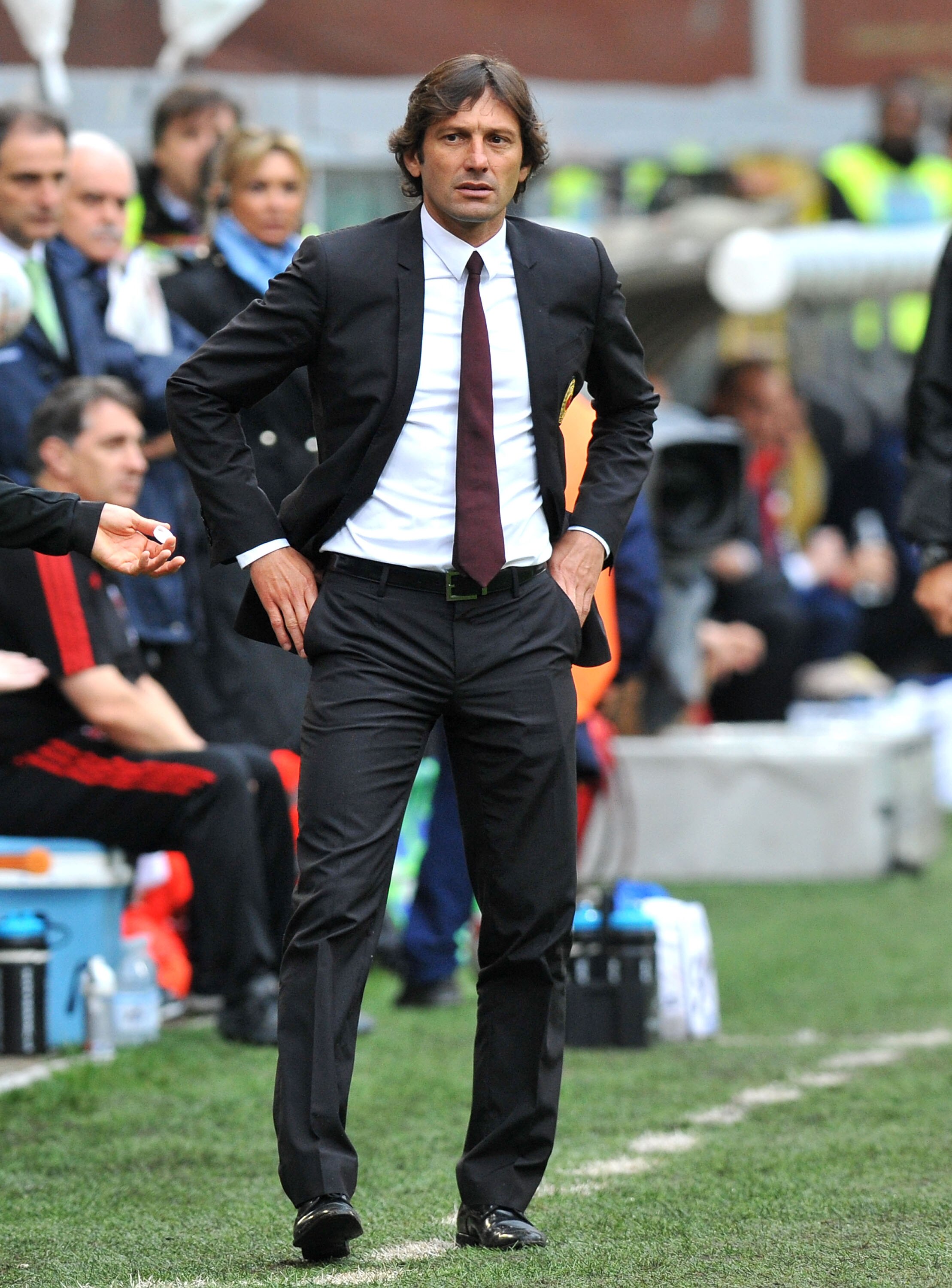 GENOA, ITALY - MAY 09: Head coach Leonardo of AC Milan during the Serie A match between Genoa CFC and AC Milan at Stadio Luigi Ferraris on May 9, 2010 in Genoa, Italy. (Photo by Massimo Cebrelli/Getty Images)