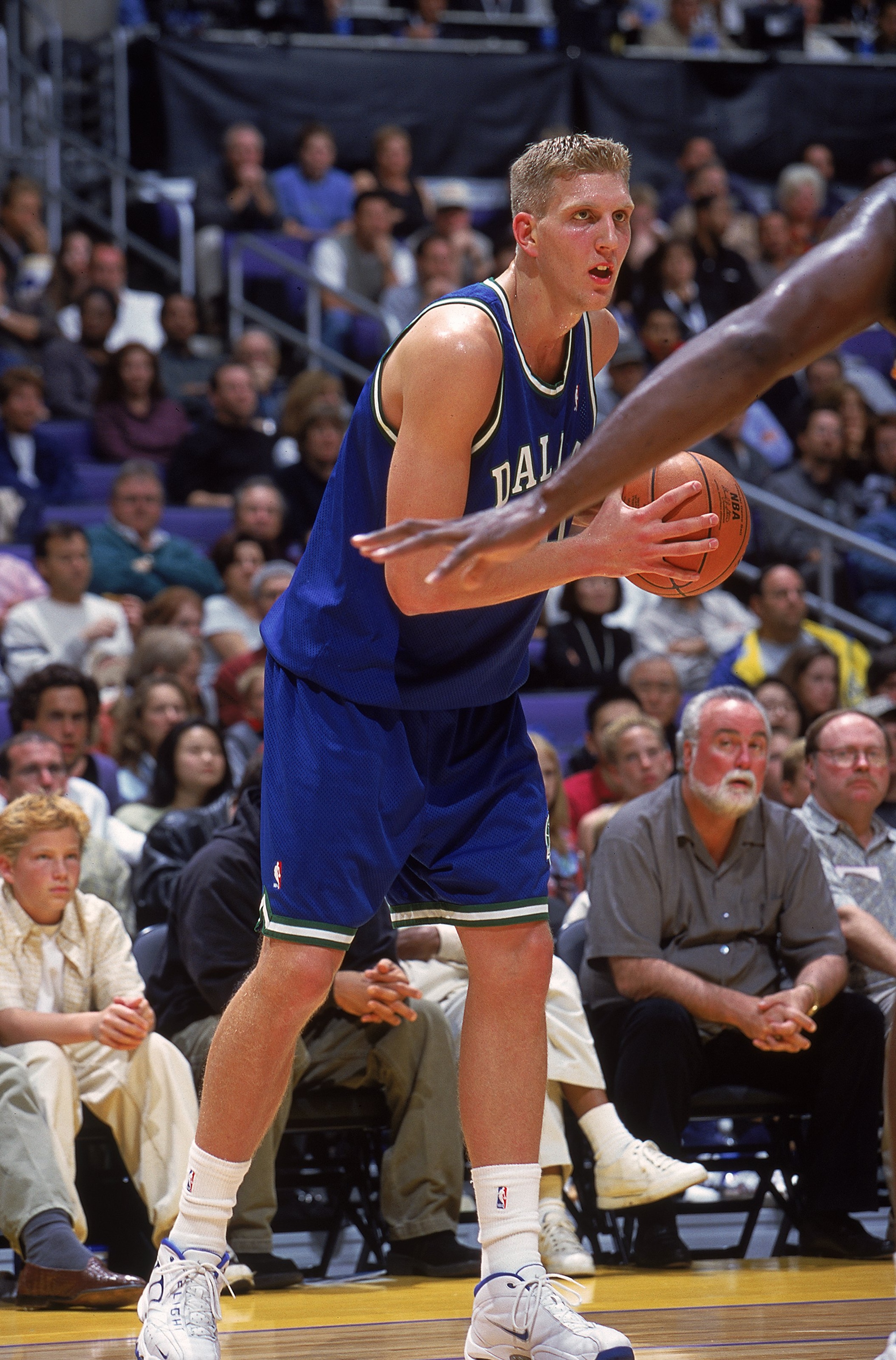 7 Nov 1999: Dirk Nowitzki #41 of the Dallas Mavericks stands with the ball during the game against the Los Angeles Lakers at the Staples Center in Los Angeles, California. The Lakers defeated the Mavericks 105-97. Mandatory Credit: Donald Miralle /All 7 Nov 1999: Dirk Nowitzki #41 of the Dallas Mavericks stands with the ball during the game against the Los Angeles Lakers at the Staples Center in Los Angeles, California. The Lakers defeated the Mavericks 105-97. Mandatory Credit: Donald Miralle /All