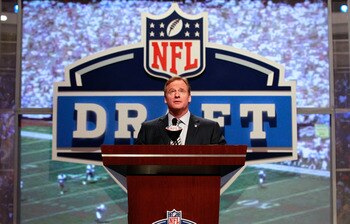 NEW YORK, NY - APRIL 28:  NFL Commissioner Roger Goodell speaks at the podium during the 2011 NFL Draft at Radio City Music Hall on April 28, 2011 in New York City.  (Photo by Chris Trotman/Getty Images)
