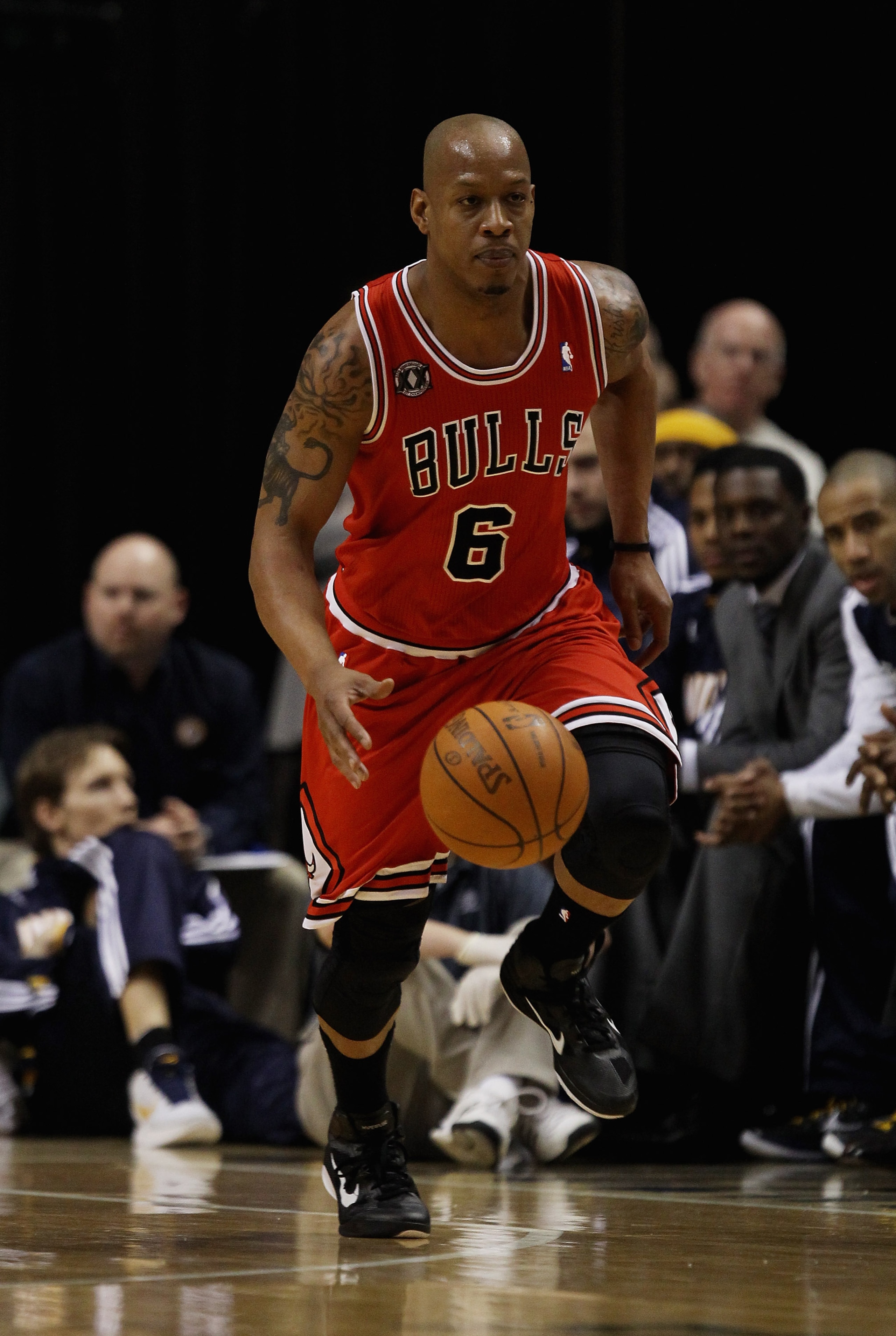 INDIANAPOLIS, IN - APRIL 23: Keith Bogans #6 of the Chicago Bulls moves up the court against the Indiana Pacers in Game Four of the Eastern Conference Quarterfinals in the 2011 NBA Playoffs at Conseco Fieldhouse on April 23, 2011 in Indianapolis, Indiana.