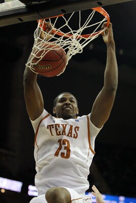KANSAS CITY, MO - MARCH 11:  Tristan Thompson #13 of the Texas Longhorns dunks the ball against the Texas A&M Aggies during their semifinal game in the 2011 Phillips 66 Big 12 Men's Basketball Tournament at Sprint Center on March 11, 2011 in Kansas City,