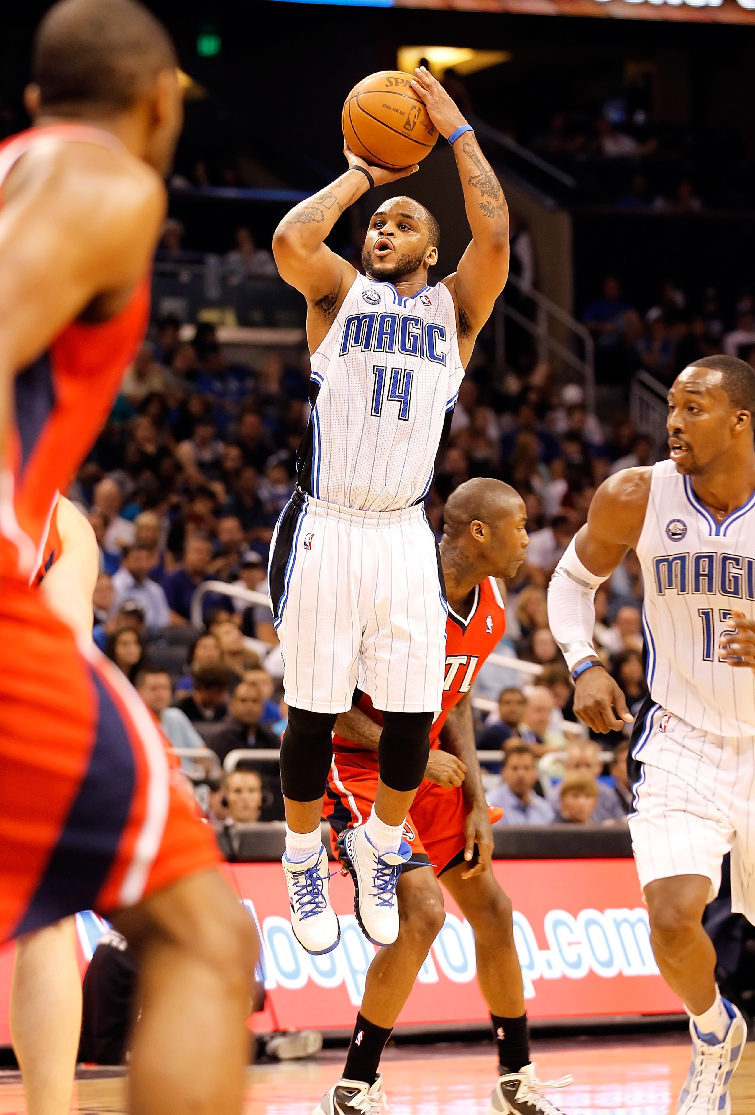 ORLANDO, FL - APRIL 16: Jameer Nelson #14 of the Orlando Magic shoots against the Atlanta Hawks during Game One of the Eastern Conference Quarterfinals of the 2011 NBA Playoffs on April 16, 2011 at the Amway Arena in Orlando, Florida. NOTE TO USER: User ORLANDO, FL - APRIL 16: Jameer Nelson #14 of the Orlando Magic shoots against the Atlanta Hawks during Game One of the Eastern Conference Quarterfinals of the 2011 NBA Playoffs on April 16, 2011 at the Amway Arena in Orlando, Florida. NOTE TO USER: User