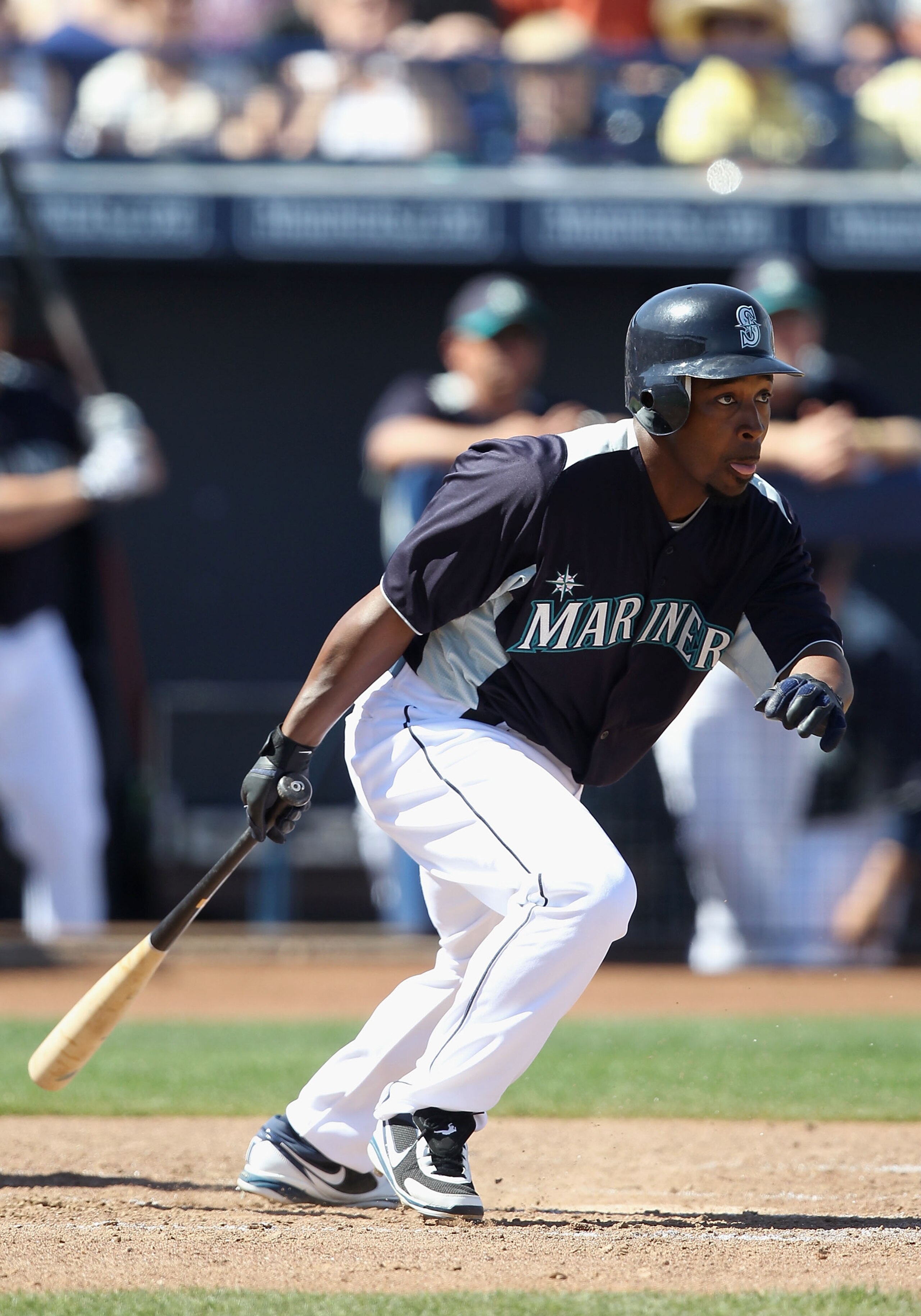 PEORIA, AZ - MARCH 12: Chone Figgins #9 of the Seattle Mariners bats against the Oakland Athletics during the spring training game at Peoria Stadium on March 12, 2011 in Peoria, Arizona. (Photo by Christian Petersen/Getty Images) PEORIA, AZ - MARCH 12: Chone Figgins #9 of the Seattle Mariners bats against the Oakland Athletics during the spring training game at Peoria Stadium on March 12, 2011 in Peoria, Arizona. (Photo by Christian Petersen/Getty Images)