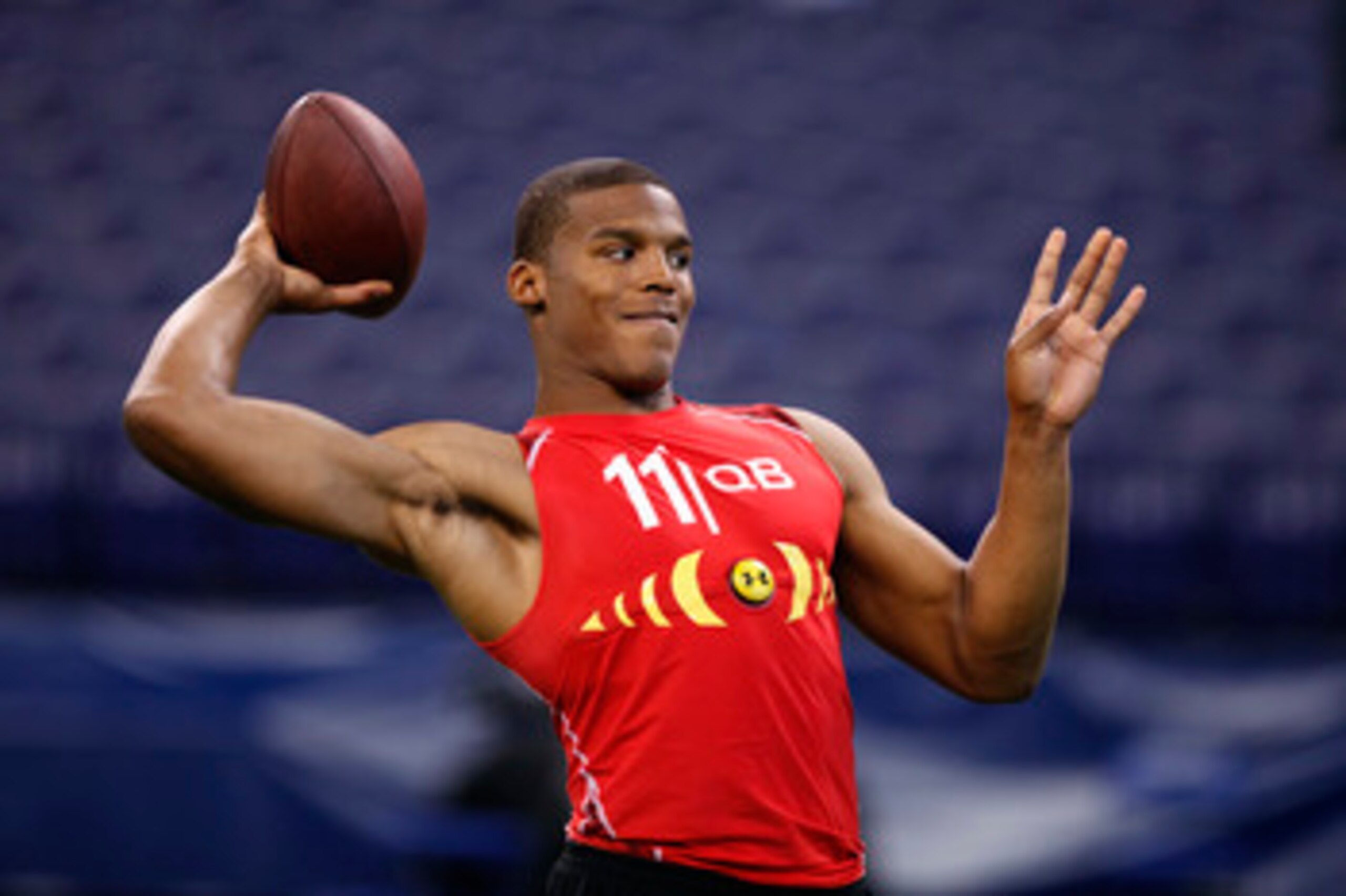 INDIANAPOLIS, IN - FEBRUARY 27:  Cam Newton looks on during the 2011 NFL Scouting Combine at Lucas Oil Stadium on February 27, 2011 in Indianapolis, Indiana. (Photo by Joe Robbins/Getty Images)
