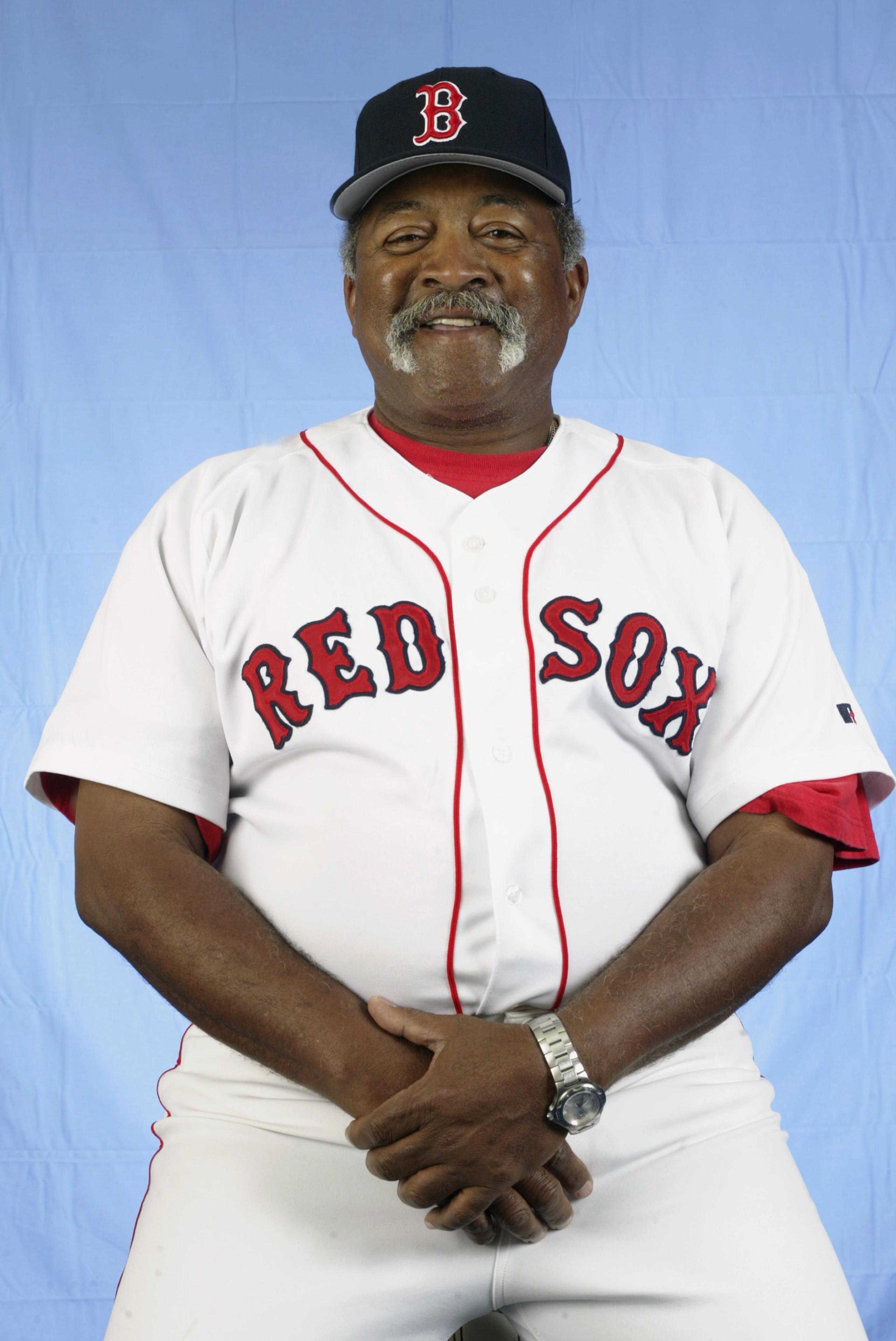 SARASOTA, FL - FEBRUARY 23:  Luis Tiant of the Boston Red Sox poses for a portrait during the Red Sox spring training Media Day on February 23, 2003 at Ed Smith Stadium in Sarasota, Florida. (Photo by Craig Jones/Getty Images)