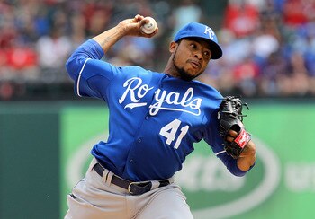 ARLINGTON, TX - APRIL 24:  Pitcher Jeremy Jeffress #41 of the Kansas City Royals throws against the Texas Rangers at Rangers Ballpark in Arlington on April 24, 2011 in Arlington, Texas.  (Photo by Ronald Martinez/Getty Images)