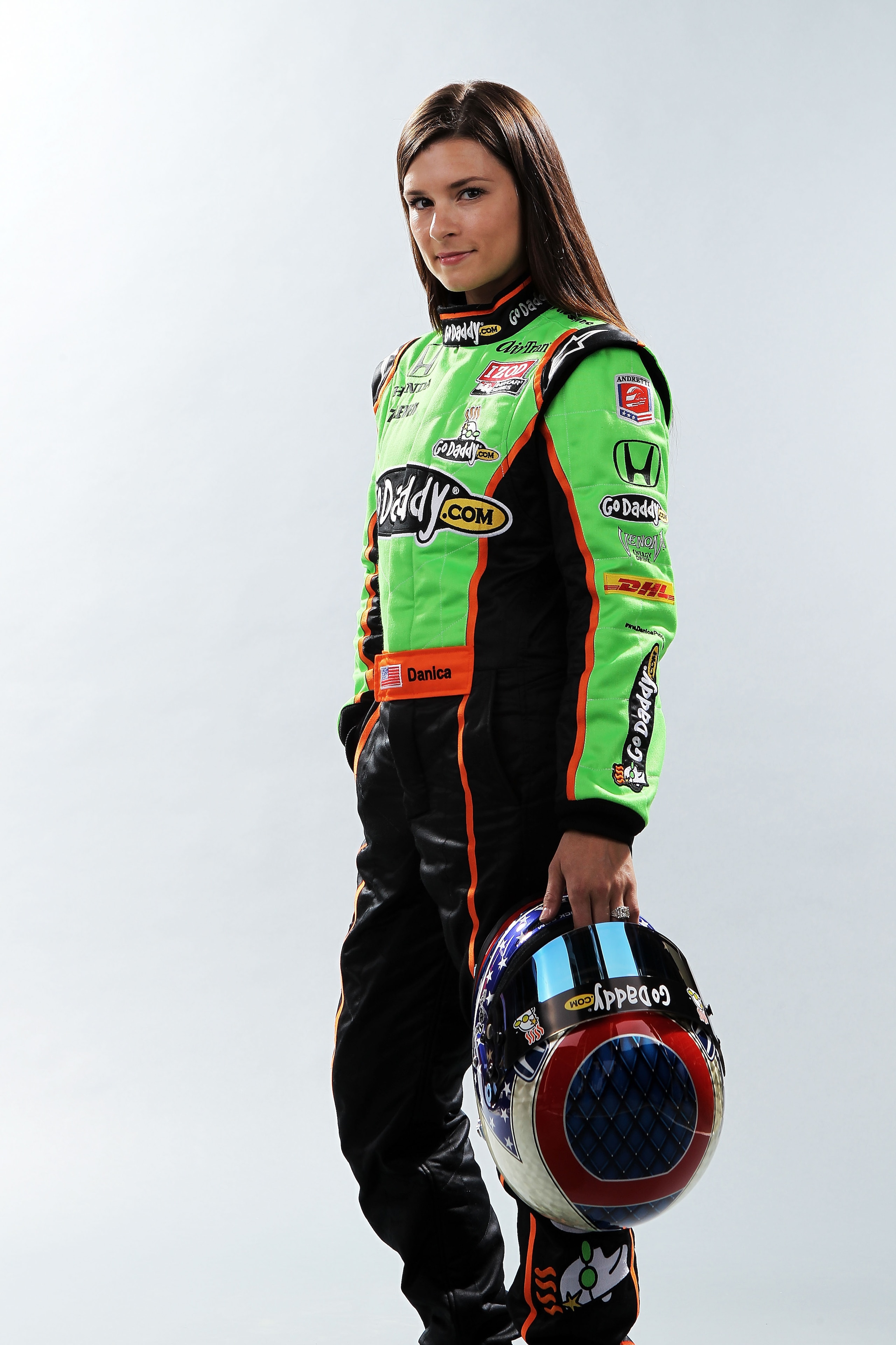 BIRMINGHAM, AL - MARCH 13:  Danica Patrick, driver of the #7 Andretti Motorsport Team GoDaddy.com Dallara Honda poses during the IRL Indy Car Series Media Day at Barber Motorsports Park on March 13, 2011 in Birmingham, Alabama.  (Photo by Nick Laham/Getty
