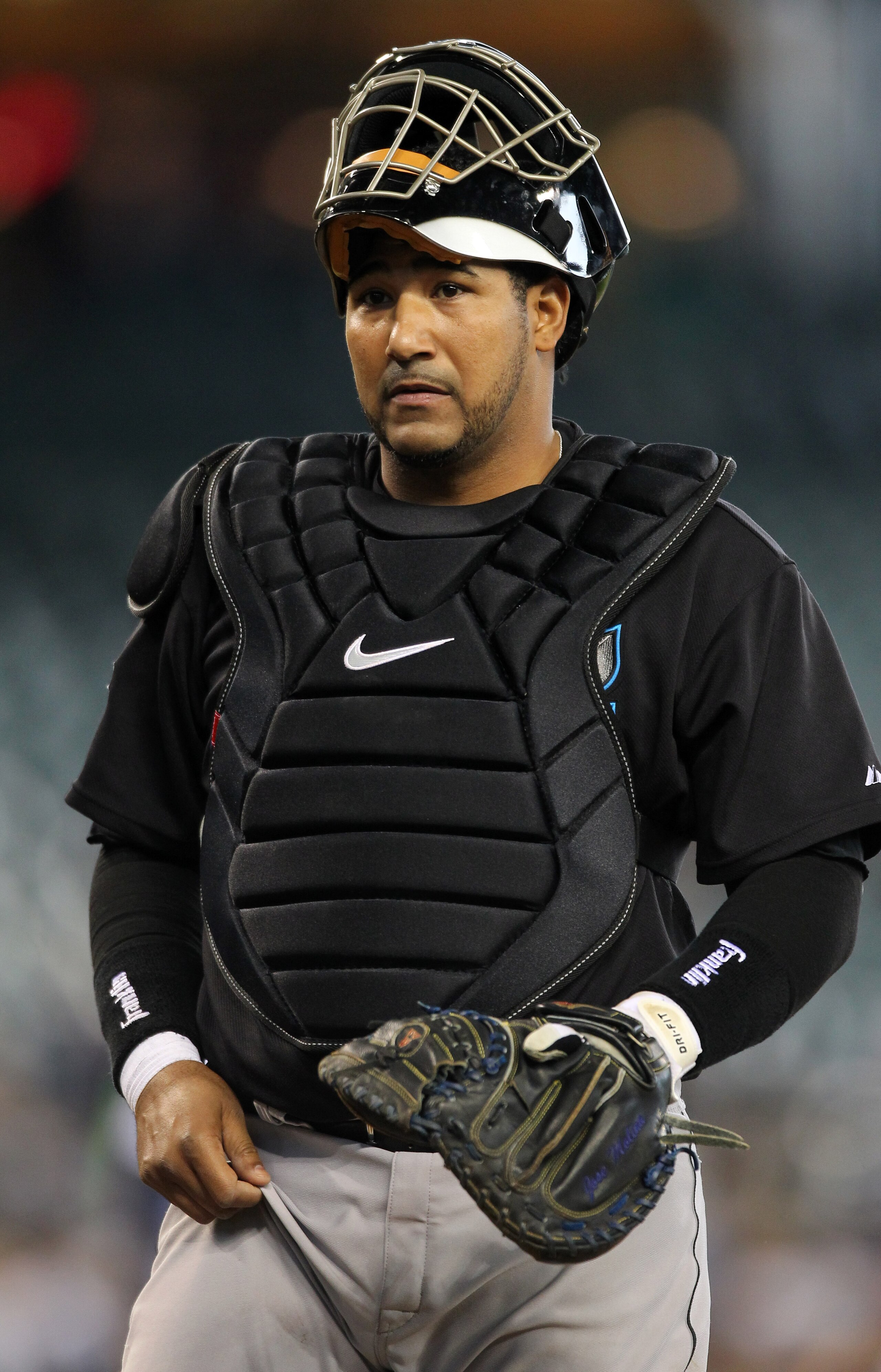 SEATTLE, WA - APRIL 13: Catcher Jose Molina #8 of the Toronto Blue Jays looks on during the game against the Seattle Mariners at Safeco Field on April 13, 2011 in Seattle, Washington. (Photo by Otto Greule Jr/Getty Images) SEATTLE, WA - APRIL 13: Catcher Jose Molina #8 of the Toronto Blue Jays looks on during the game against the Seattle Mariners at Safeco Field on April 13, 2011 in Seattle, Washington. (Photo by Otto Greule Jr/Getty Images)