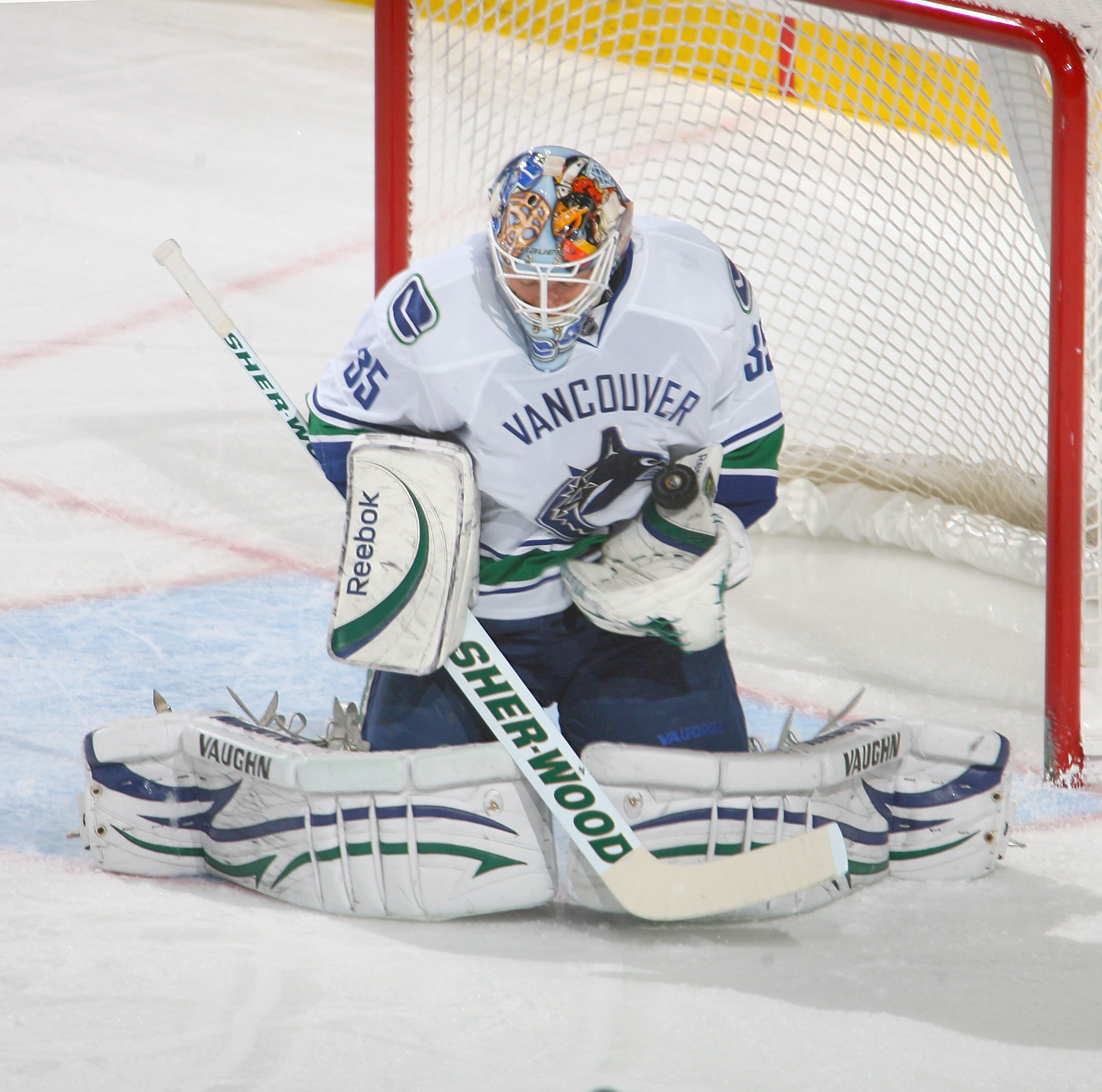 BUFFALO, NY - NOVEMBER 15: Corey Schneider #35 of the Vancouver Canucks makes a save against the Buffalo Sabres at HSBC Arena on November 15, 2010 in Buffalo, New York. Buffalo won 4-3 in overtime. (Photo by Rick Stewart/Getty Images) BUFFALO, NY - NOVEMBER 15: Corey Schneider #35 of the Vancouver Canucks makes a save against the Buffalo Sabres at HSBC Arena on November 15, 2010 in Buffalo, New York. Buffalo won 4-3 in overtime. (Photo by Rick Stewart/Getty Images)
