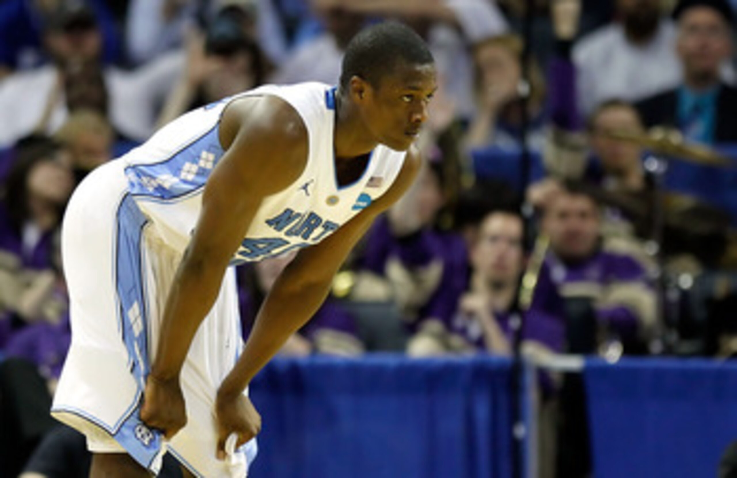 CHARLOTTE, NC - MARCH 20:  Harrison Barnes #40 of the North Carolina Tar Heels looks on in the second half while taking on the Washington Huskies during the third round of the 2011 NCAA men's basketball tournament at Time Warner Cable Arena on March 20, 2