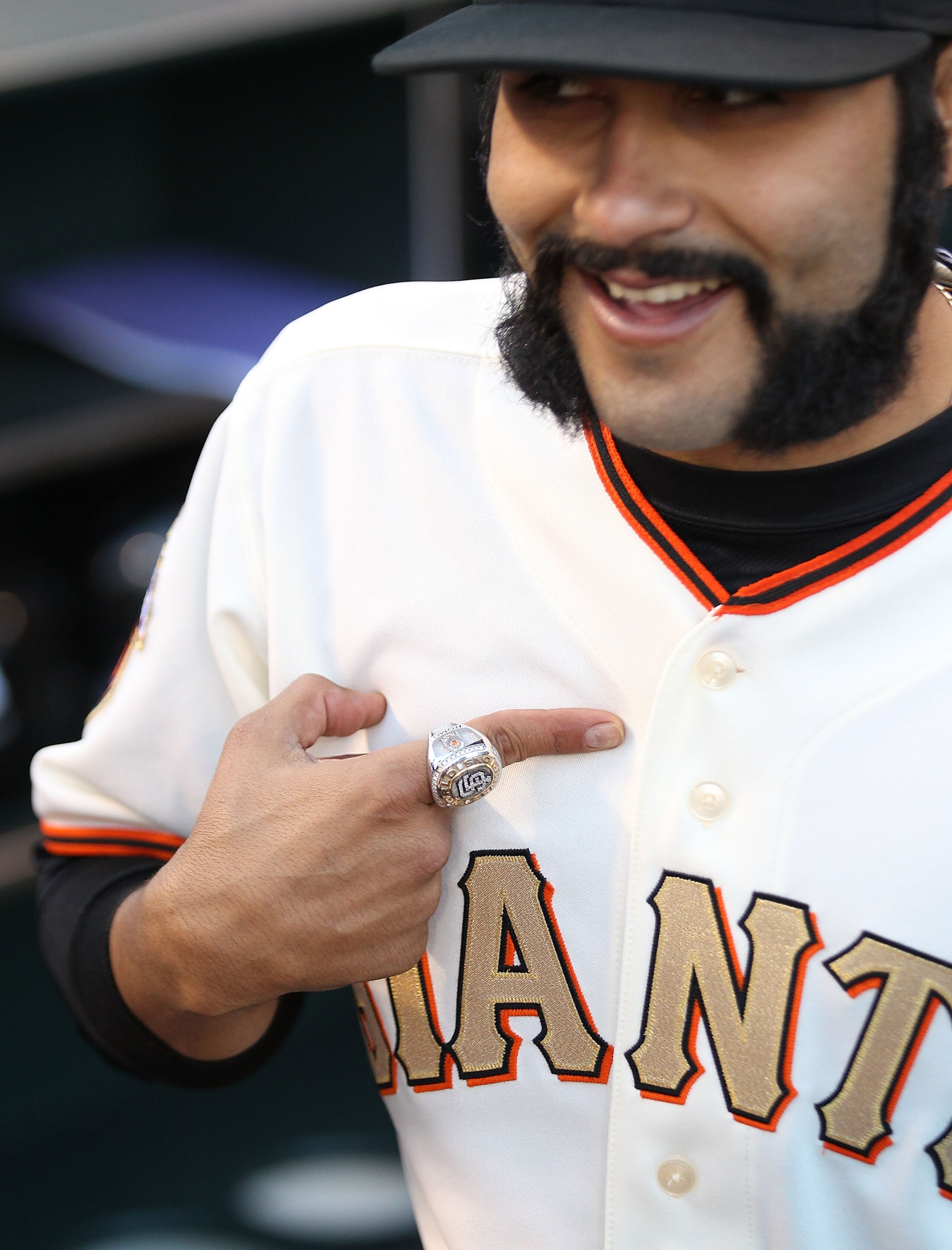SAN FRANCISCO, CA - APRIL 09: Sergio Romo #54 of the San Francisco Giants shows off his World Series ring before his game against the St. Louis Cardinals at AT&T Park on April 9, 2011 in San Francisco, California. (Photo by Jed Jacobsohn/Getty Images) SAN FRANCISCO, CA - APRIL 09: Sergio Romo #54 of the San Francisco Giants shows off his World Series ring before his game against the St. Louis Cardinals at AT&T Park on April 9, 2011 in San Francisco, California. (Photo by Jed Jacobsohn/Getty Images)