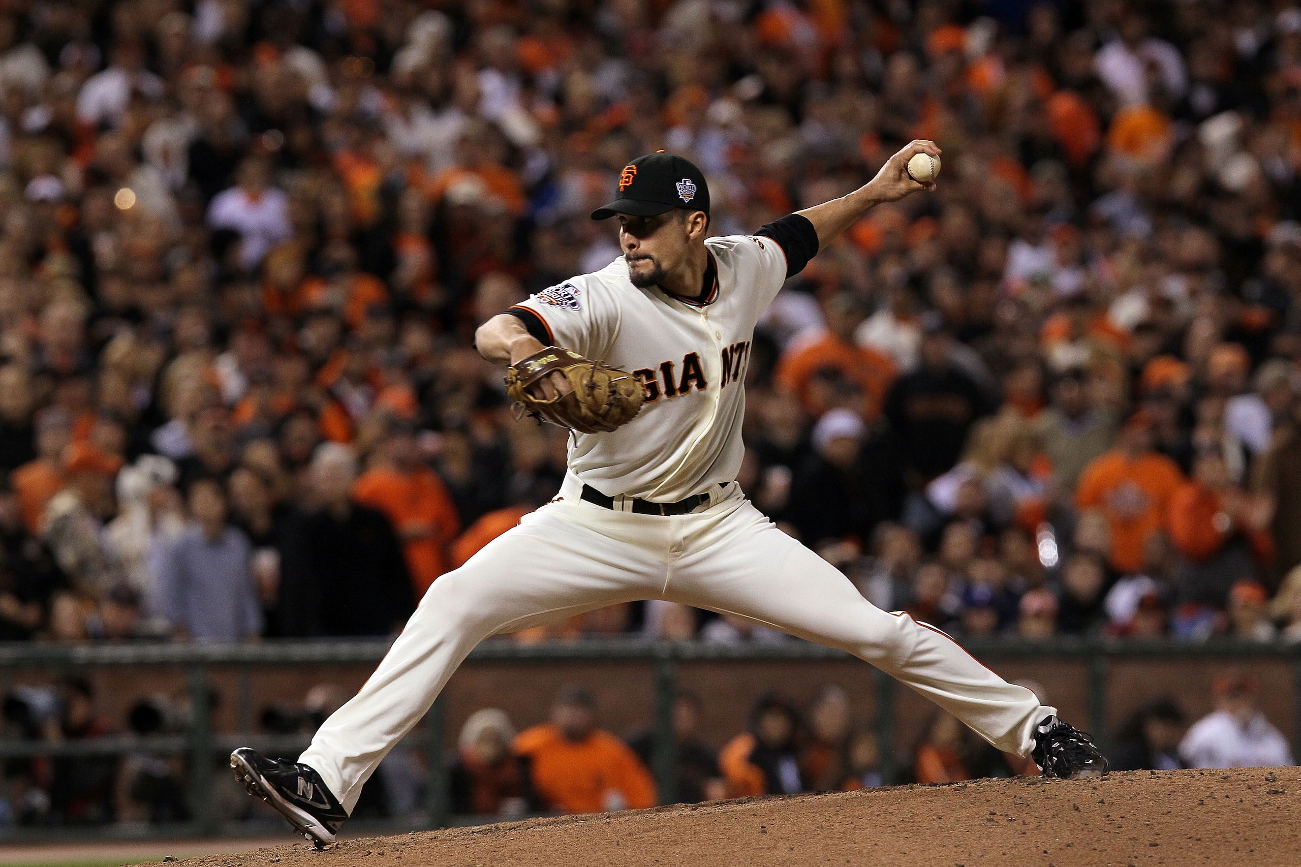 SAN FRANCISCO - OCTOBER 28: Javier Lopez #49 of the San Francisco Giants pitches in the eighth inning while taking on the Texas Rangers in Game Two of the 2010 MLB World Series at AT&T Park on October 28, 2010 in San Francisco, California. (Photo by Jus SAN FRANCISCO - OCTOBER 28: Javier Lopez #49 of the San Francisco Giants pitches in the eighth inning while taking on the Texas Rangers in Game Two of the 2010 MLB World Series at AT&T Park on October 28, 2010 in San Francisco, California. (Photo by Jus